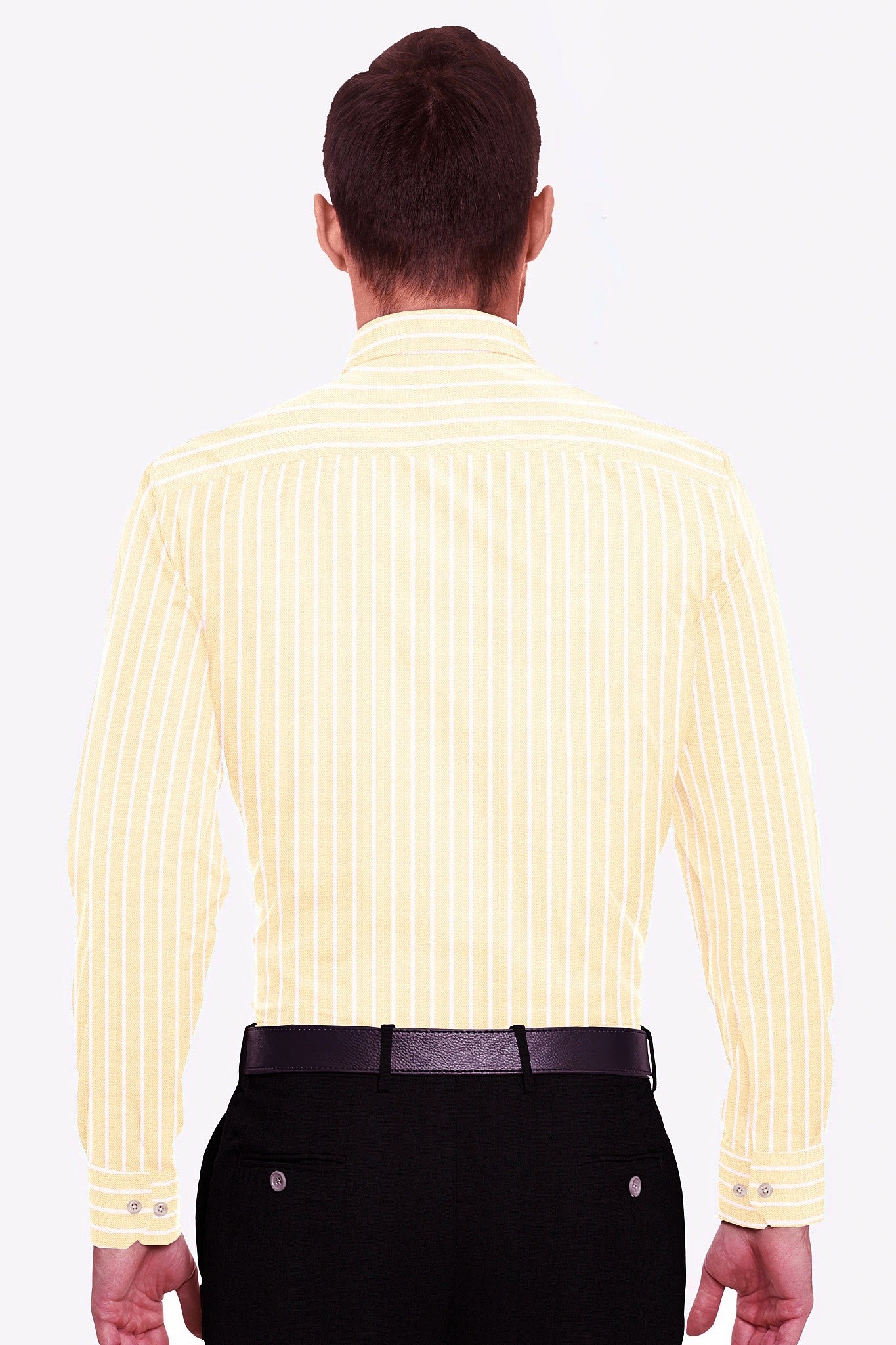 Barley Cream and White Stripes Cotton Shirt - Plus size shirt in India
