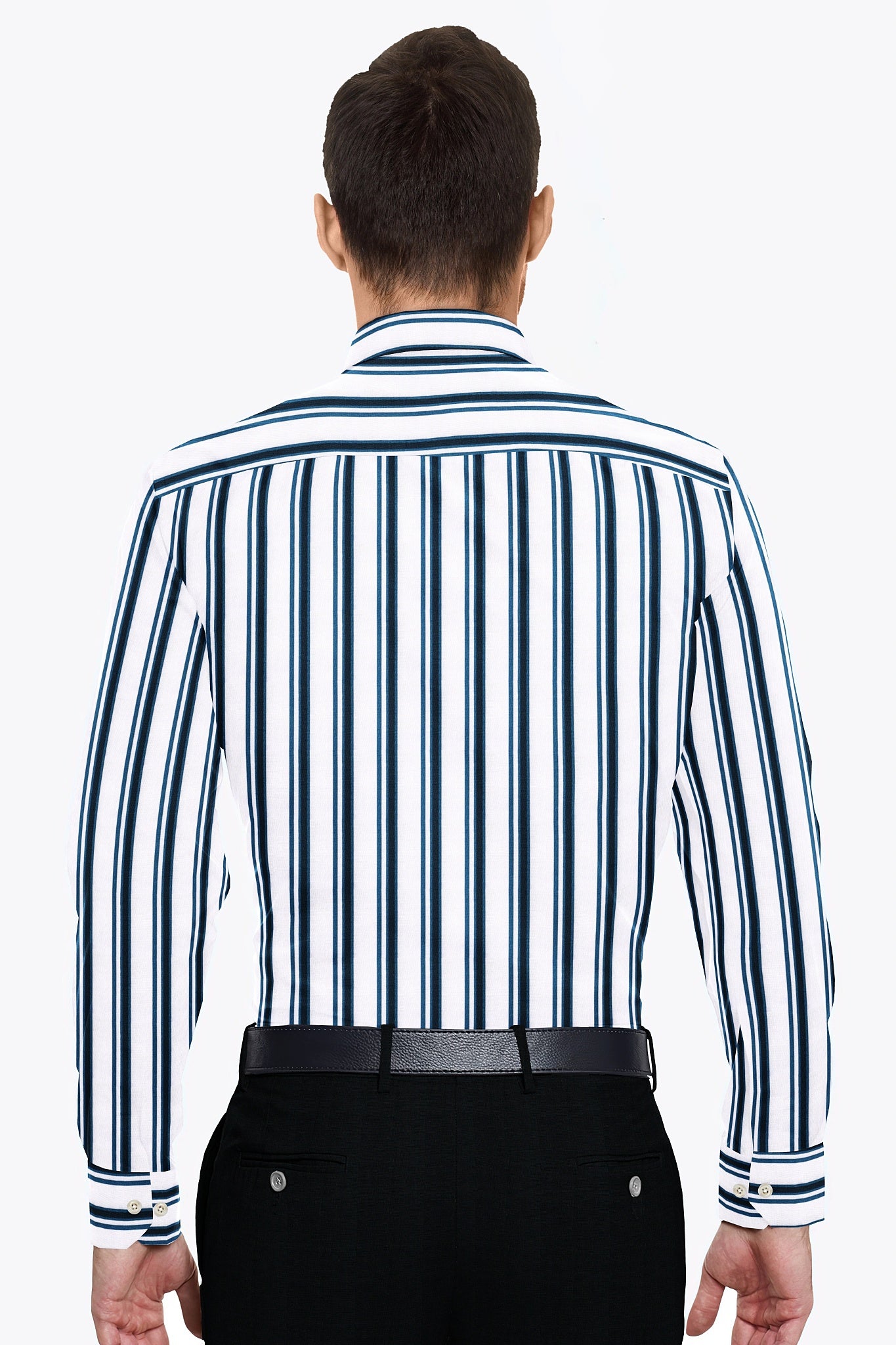 White and Vallarta blue Stripes Cotton Shirt