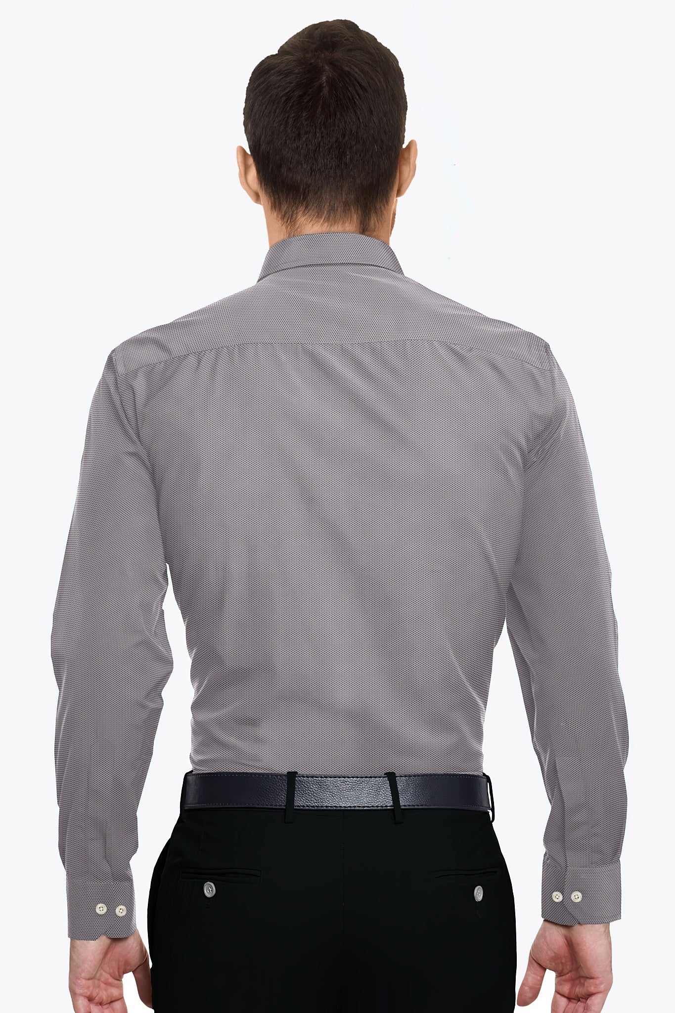 Titanium Gray and Orchid Pink Lock Crimp Mesh Jacquard Print Egyptian Giza Cotton Shirt