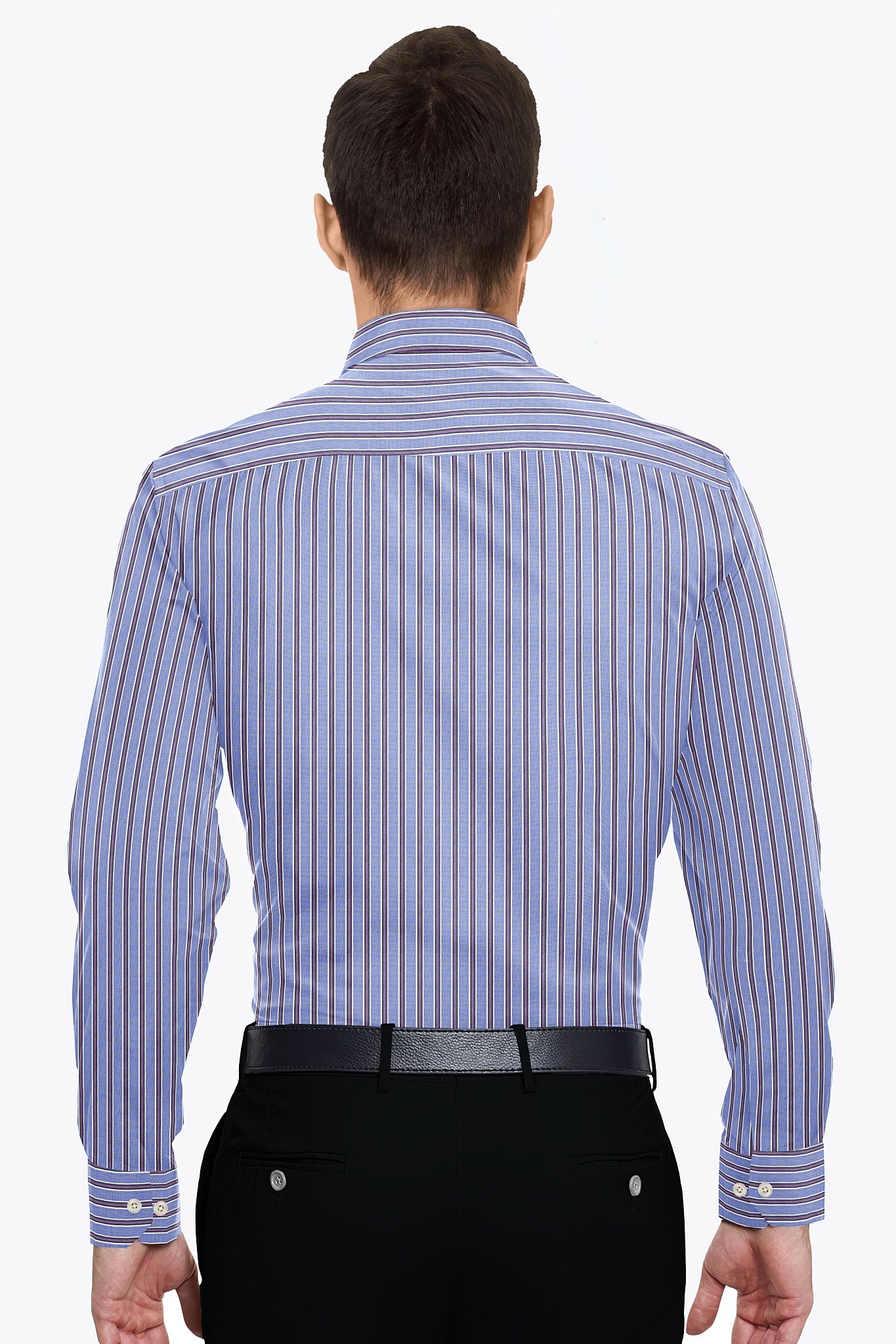 Clematis Blue with Black and White Stripes Cotton Shirt