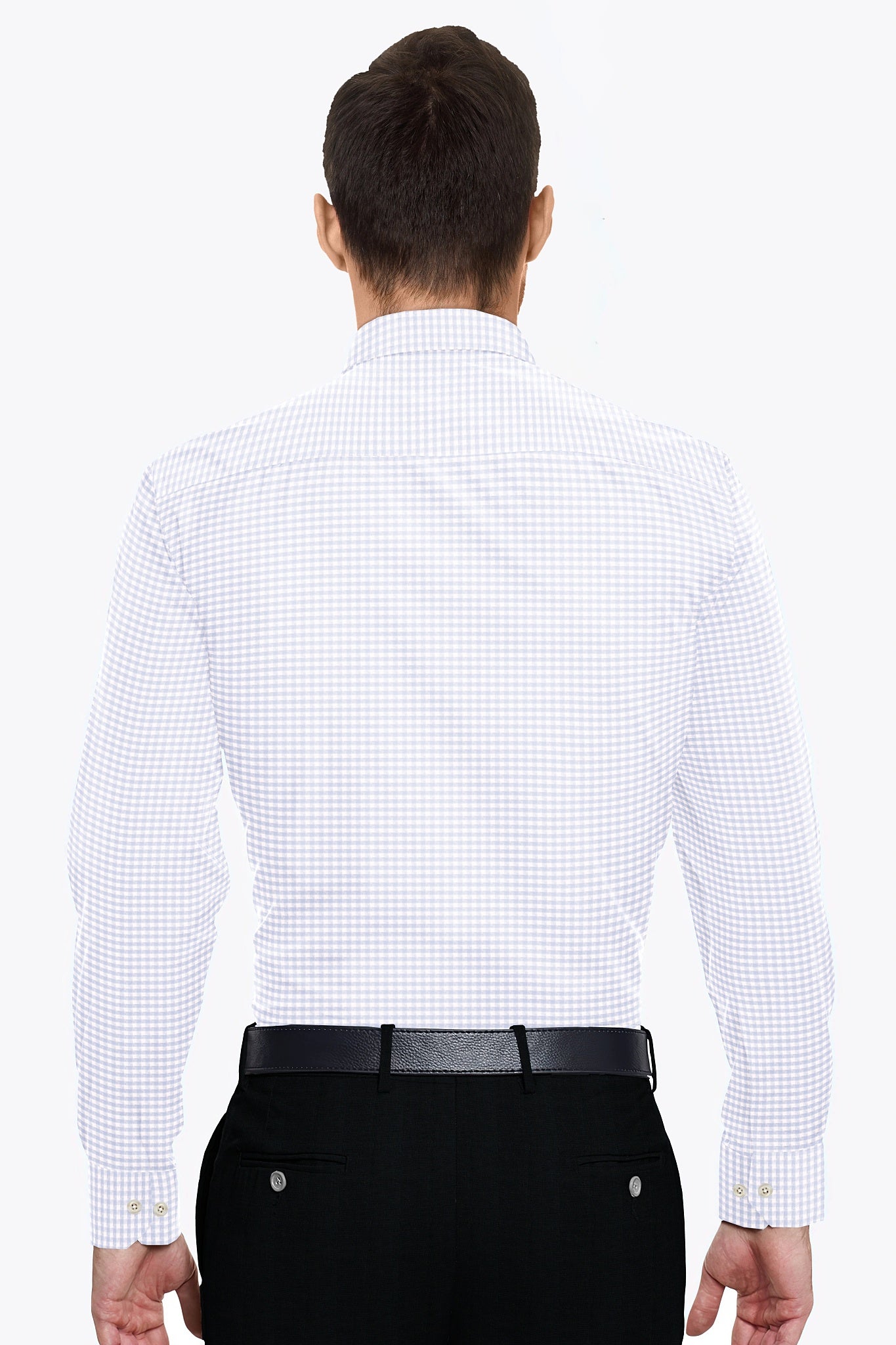 White with Ice Blue Jacquard Gingham Checks Premium Cotton Shirt