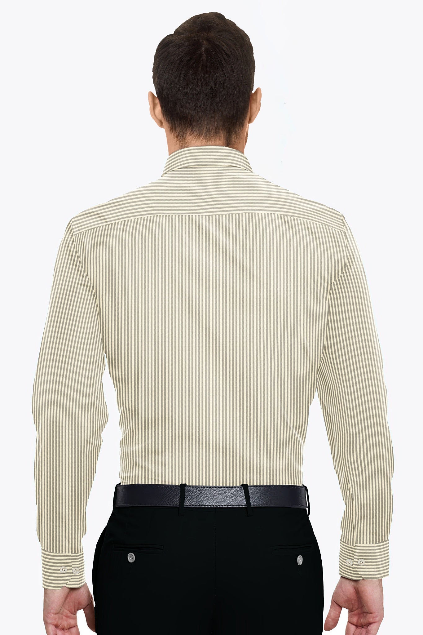 Beige and Latte Brown Pinstripes Cotton Shirt