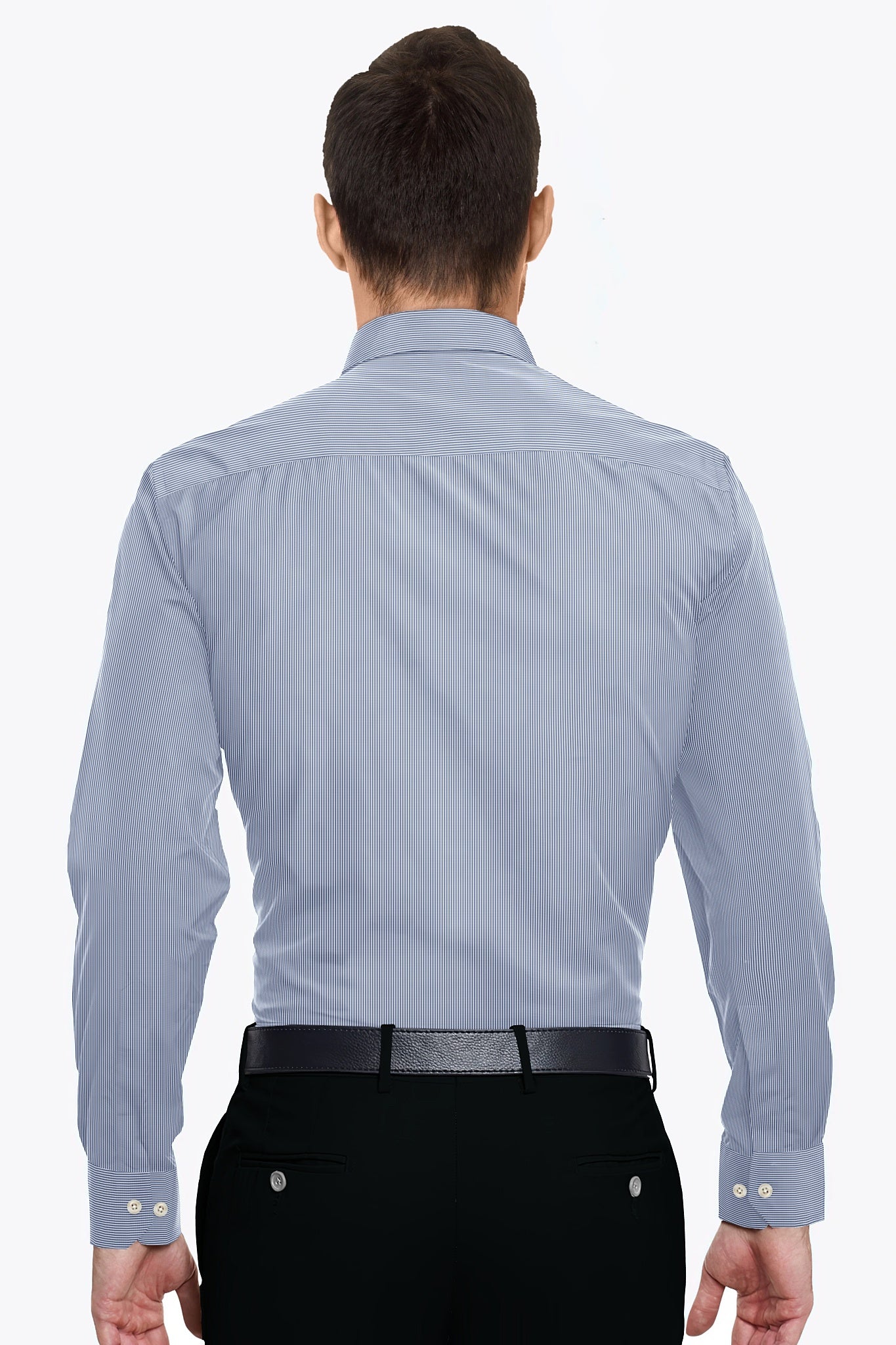 Granite Blue and White Pinstripes Cotton Shirt
