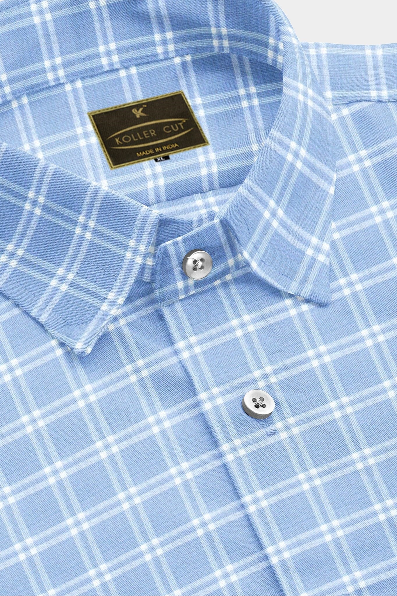 Maya Blue and White Windowpane Checks Linen Shirt