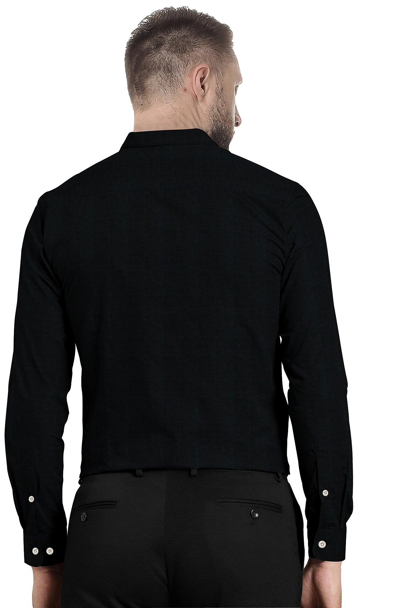 Jade Black Mandarin Collar Luxurious Linen Shirt