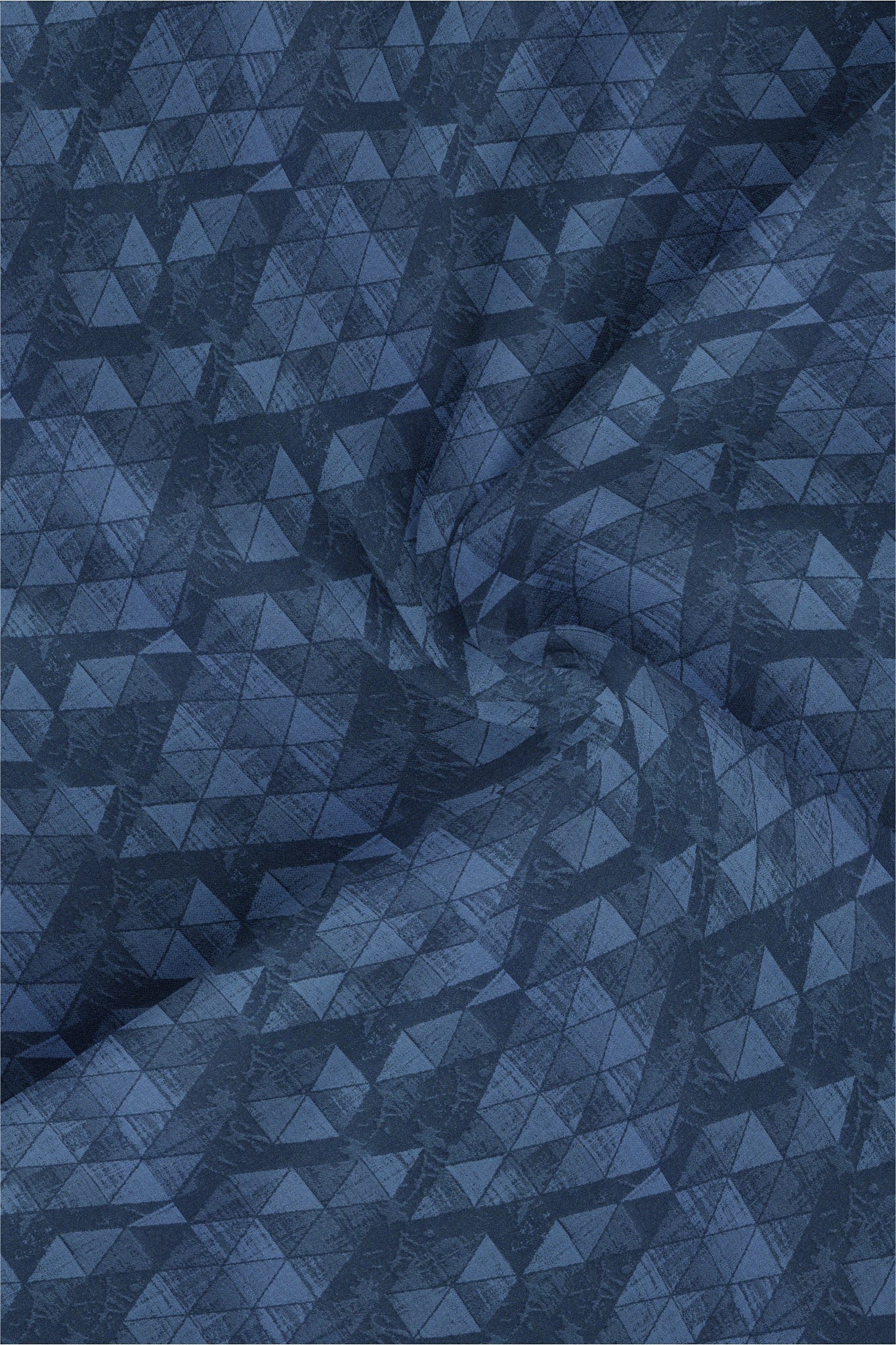 Glaucus Blue and Spruce Blue Jacquard Triangle Printed Egyptian Giza Cotton Shirt