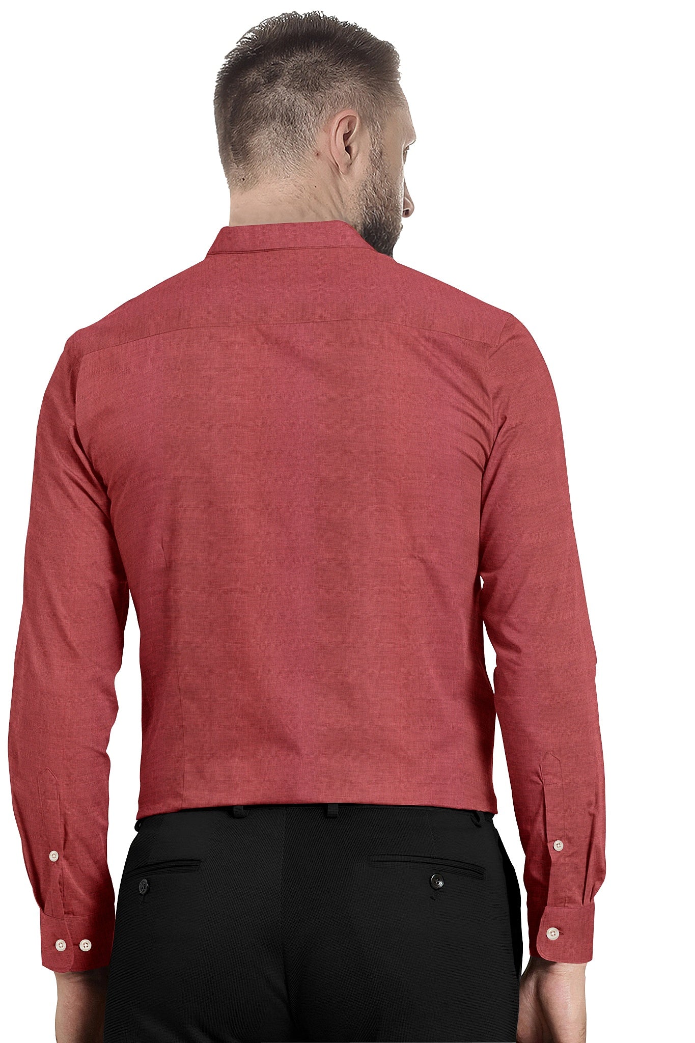Raspberry Red Mandarin Collar Luxurious Linen Shirt