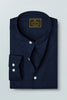 Thunder Blue Mandarin Collar Pure Linen Shirt