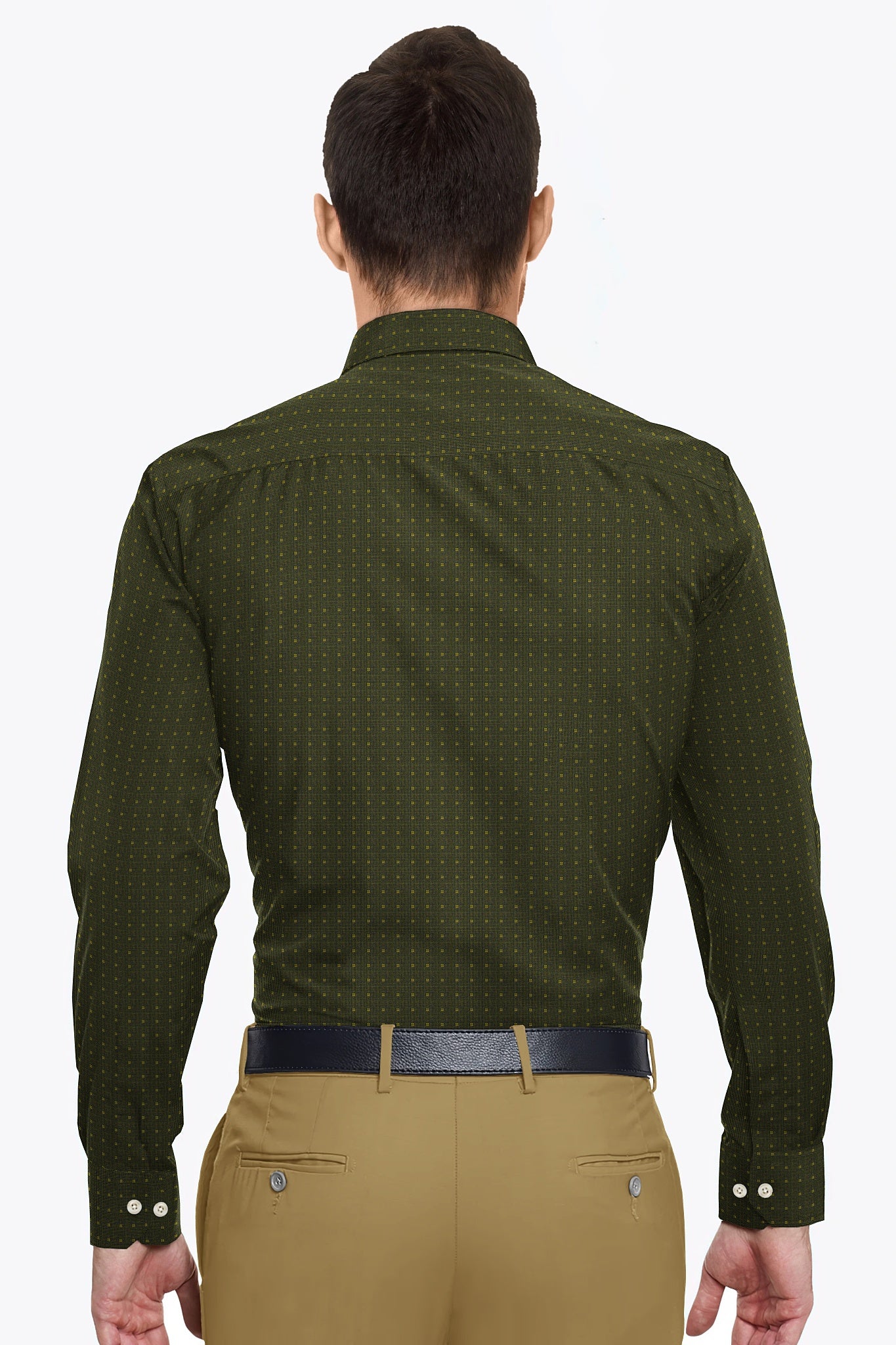 Daffodil Yellow and Midnight Blue Rectangle Jacquard Premium Cotton Shirt