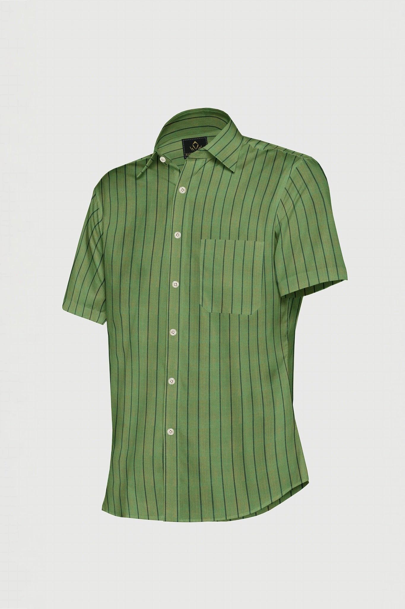 Parrot Green and Yellow Chalk Stripes Linen Shirt