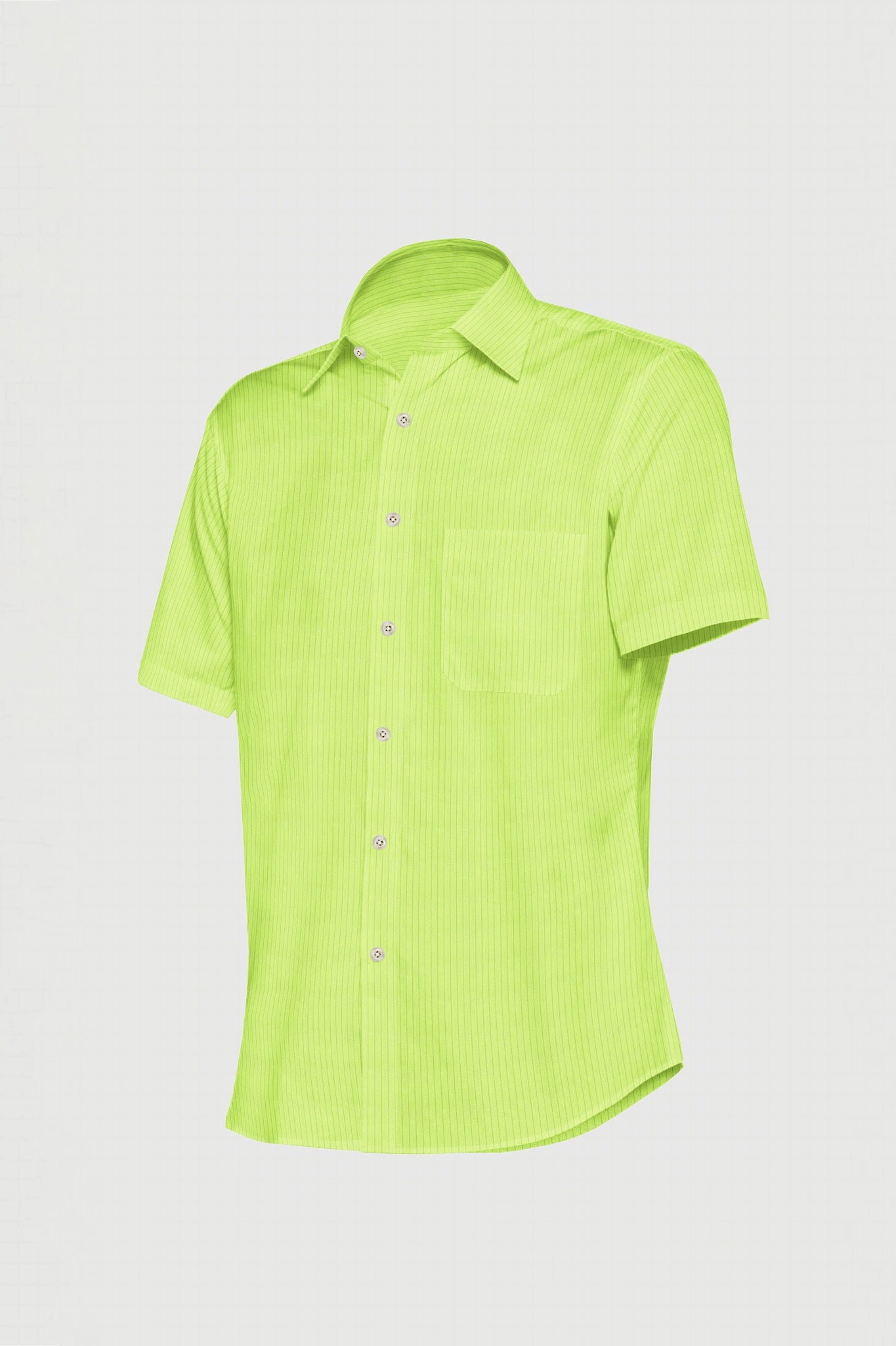 Lime Green and Parrot Green Pinstripes Cotton Shirt