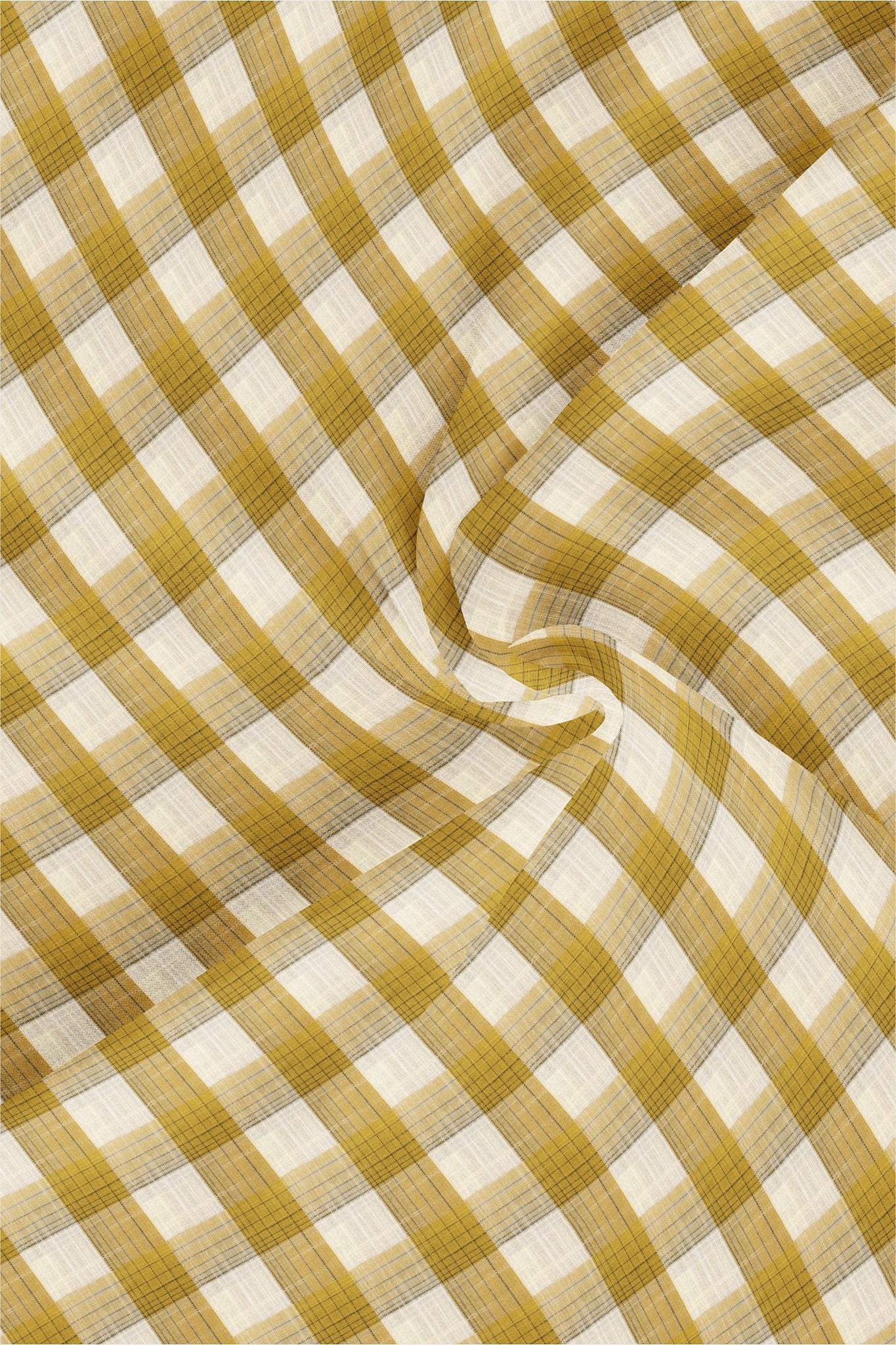 White with Beige and Biscotti Checks Linen Shirt