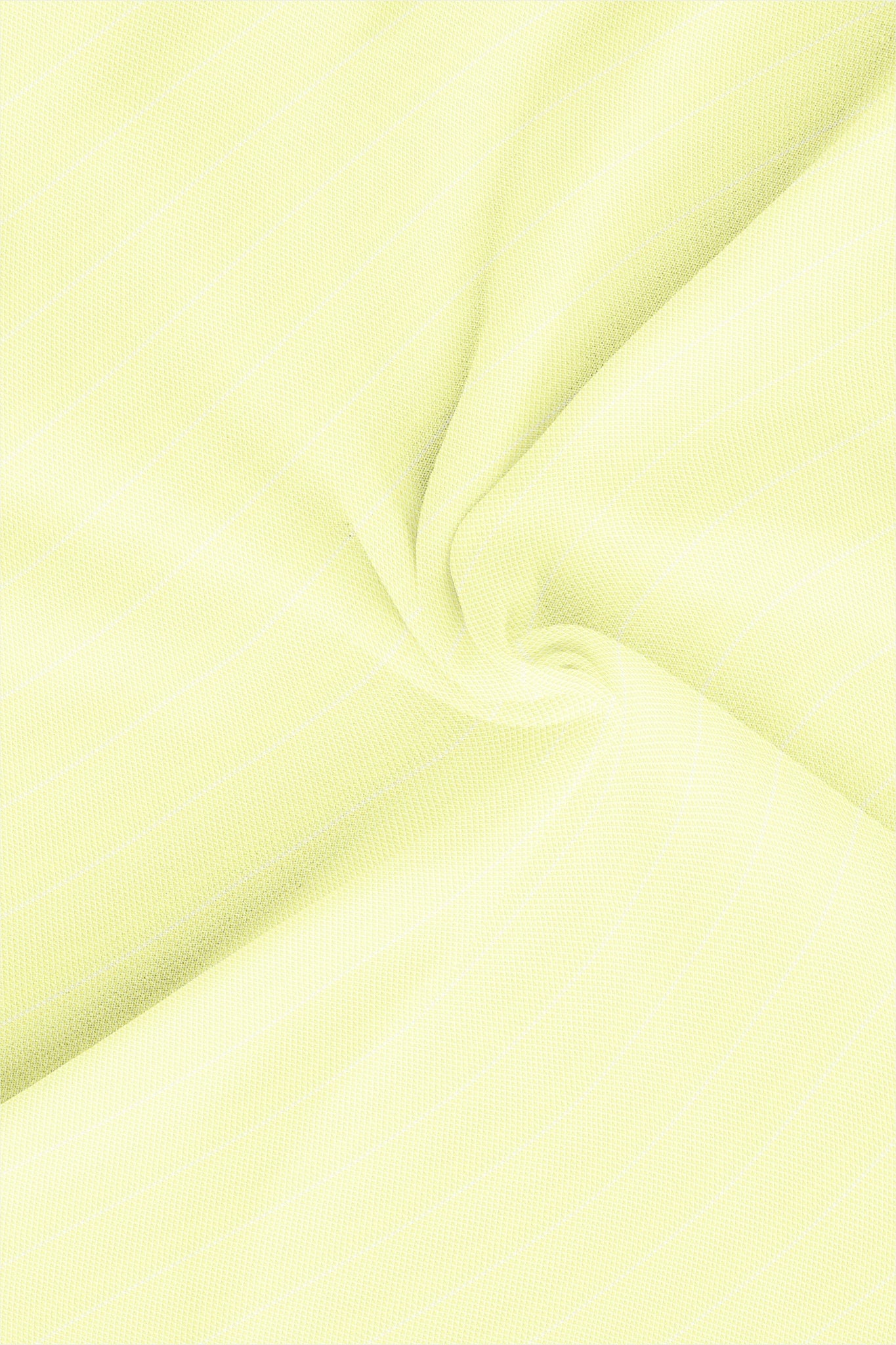 Pastel Yellow and White Wide Stripes Dobby Textured Cotton Shirt