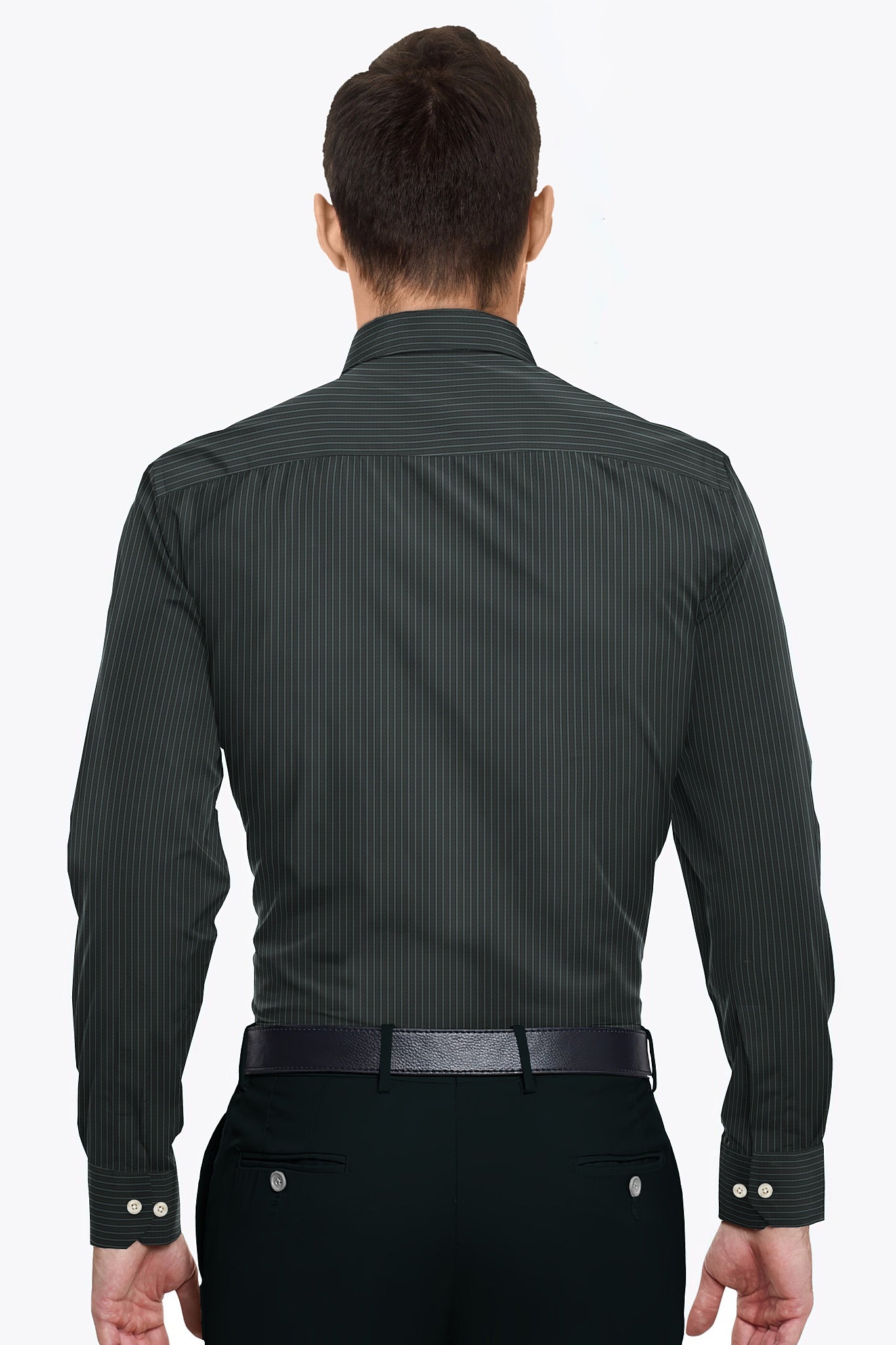 Black with Phthalo Green Twill Stripes Cotton Shirt