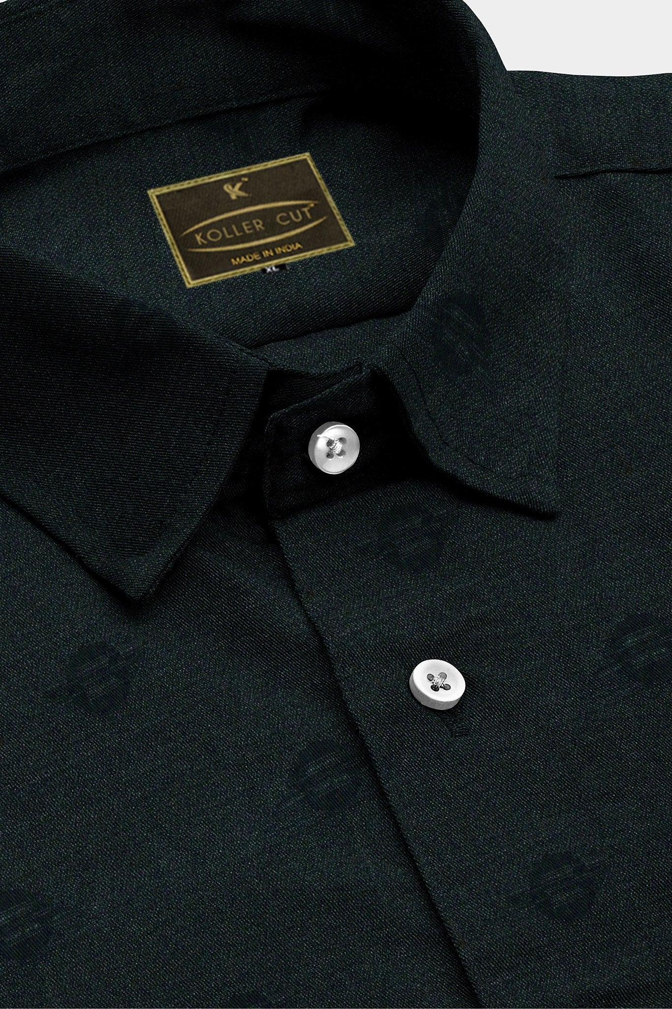 Midnight Black and Grey Jacquard Saturn Printed Giza Cotton Shirt