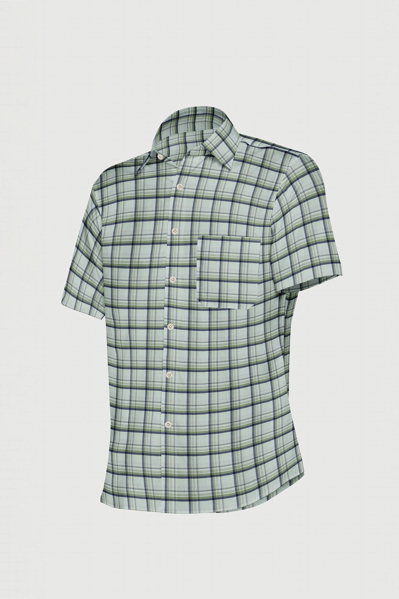 Mint Green and Aegean Blue Checks Giza Cotton Shirt
