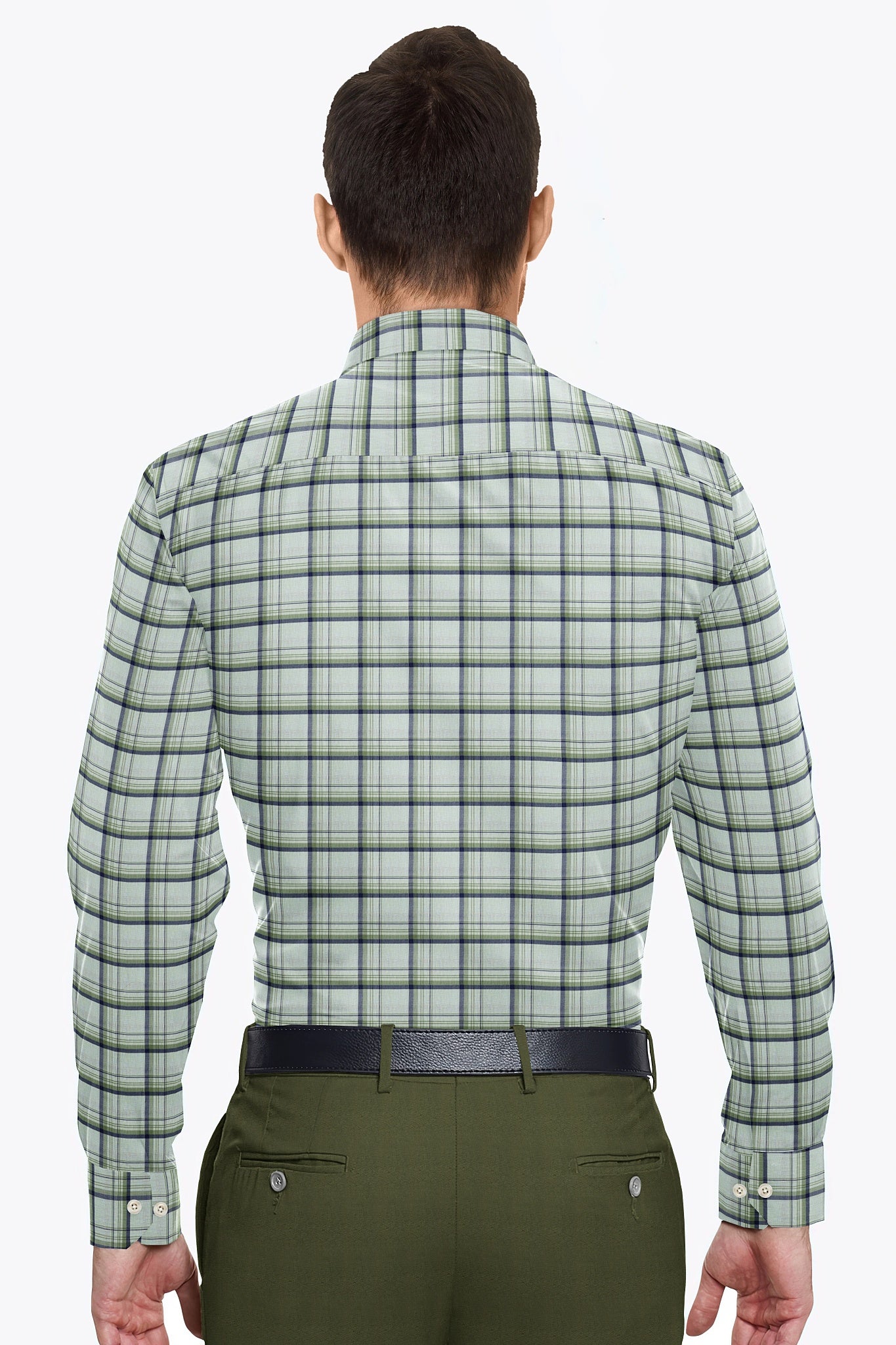 Mint Green and Aegean Blue Checks Giza Cotton Shirt