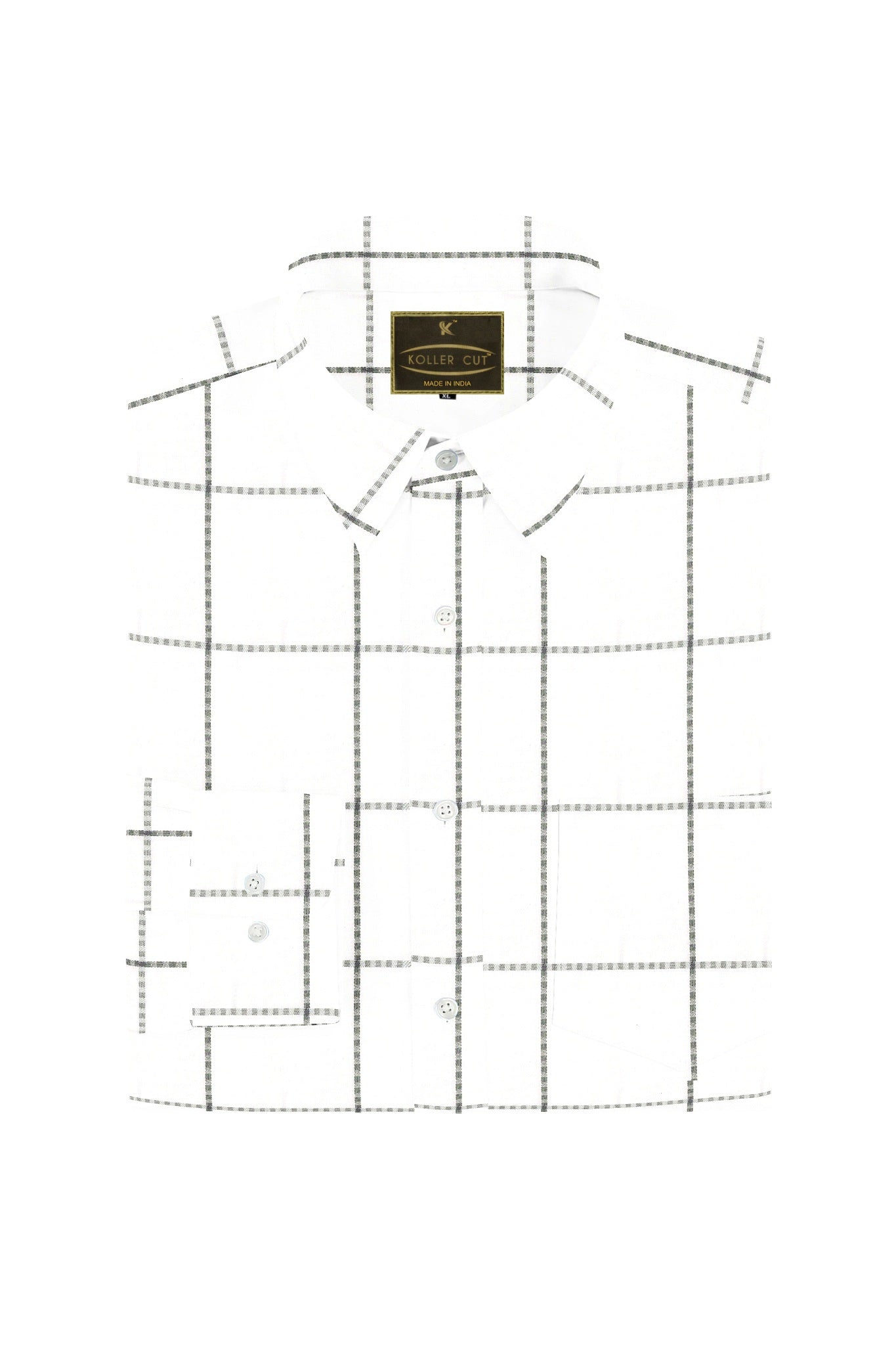 Black and White Jacquard Checks Premium Giza Cotton Shirt