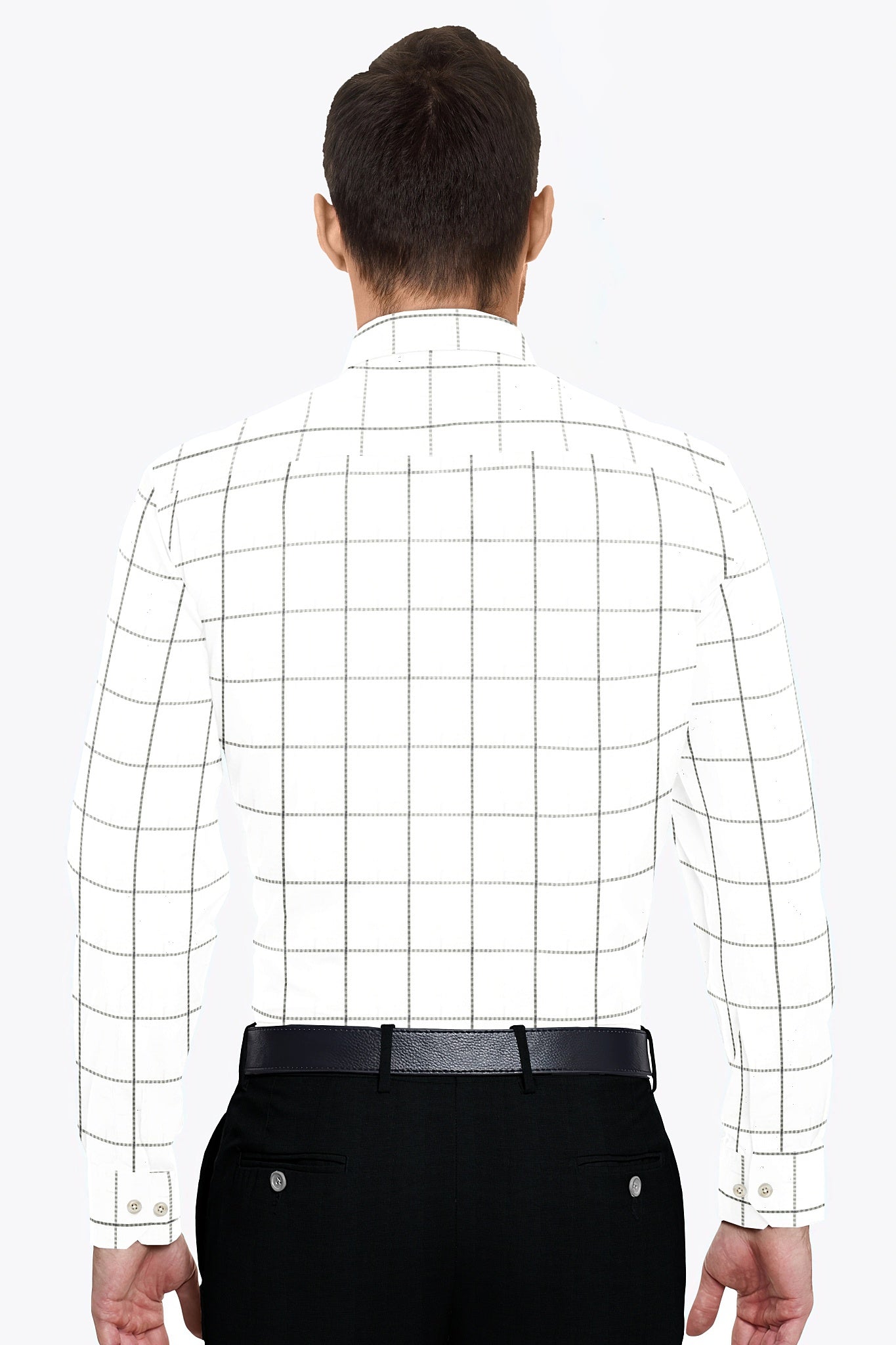 Black and White Jacquard Checks Premium Giza Cotton Shirt