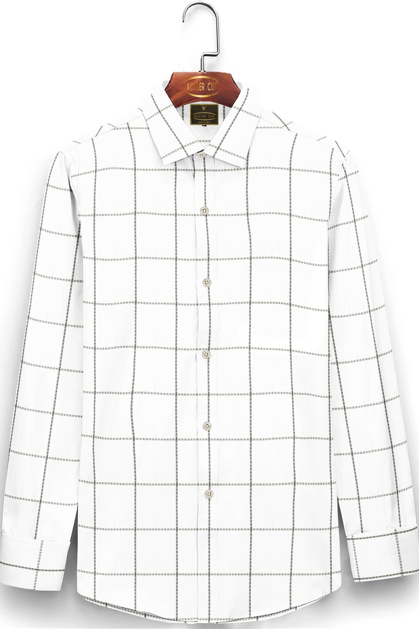 Black and White Jacquard Checks Premium Giza Cotton Shirt