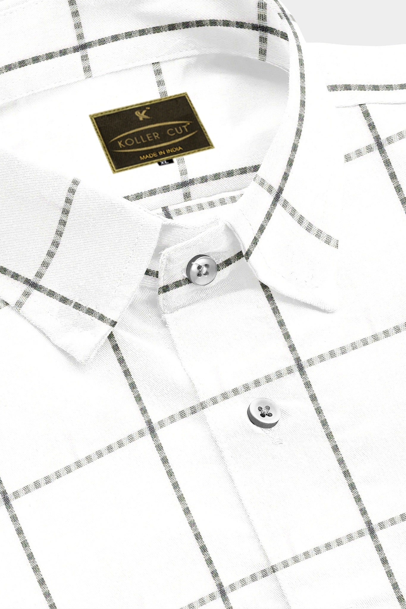 Black and White Jacquard Checks Premium Giza Cotton Shirt