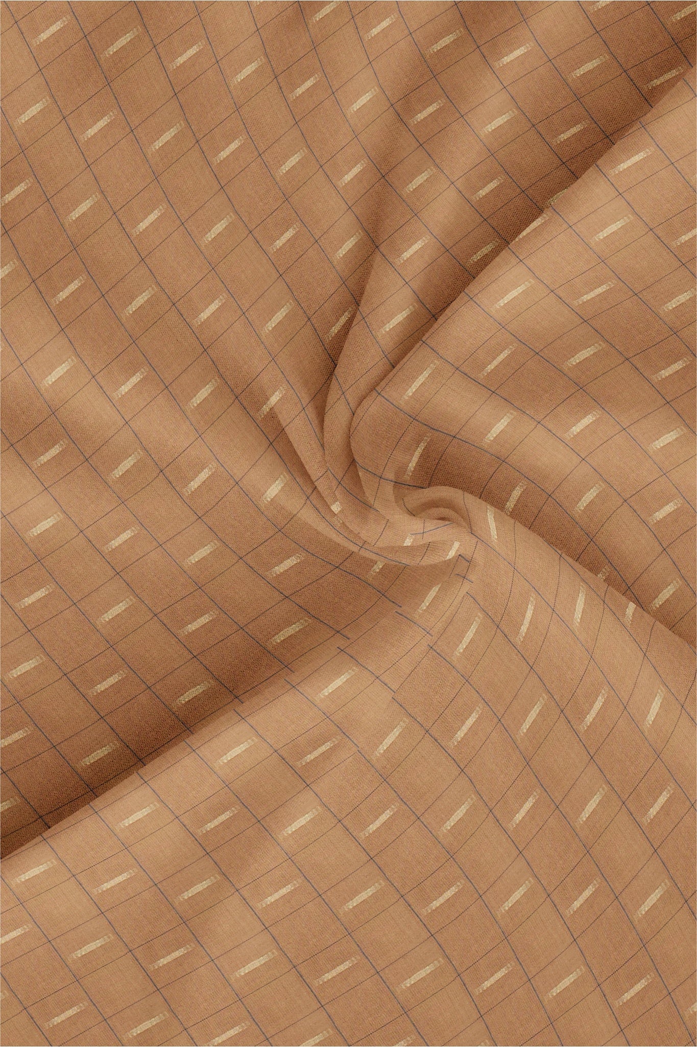 Sienna Brown with Beige and Mykonos Blue Jacquard Checks Cotton Shirt