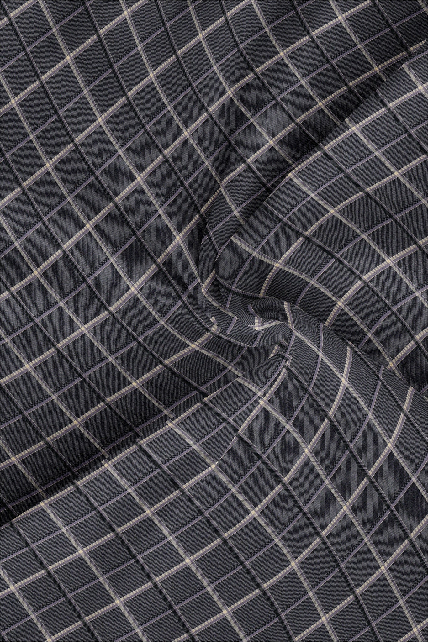Thistle Purple and Black Twill Checks Cotton Shirt