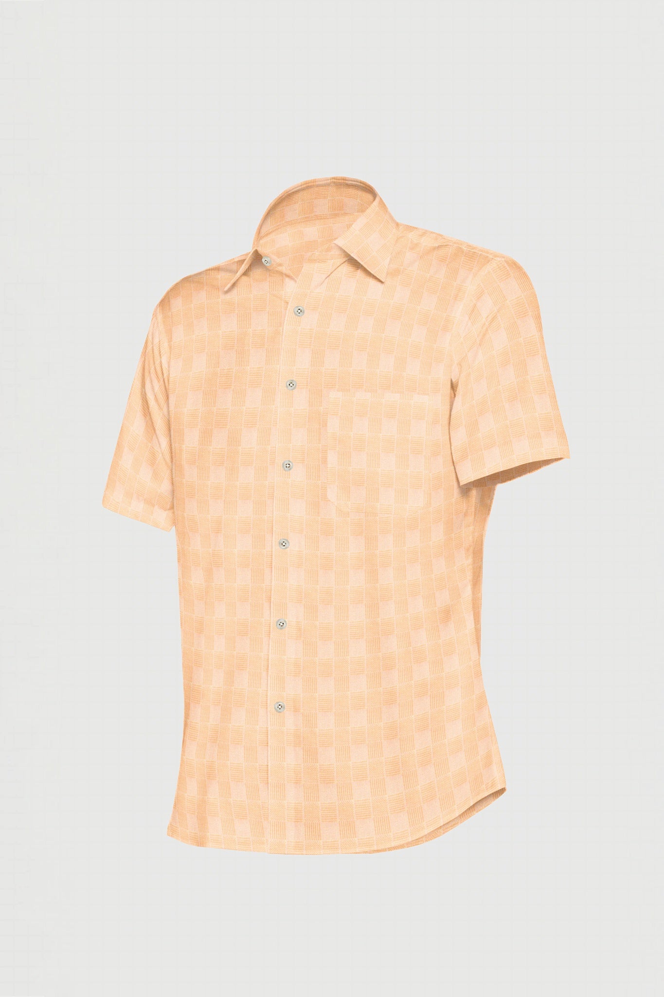 Coral Peach Jacquard Checks Premium Cotton Shirt