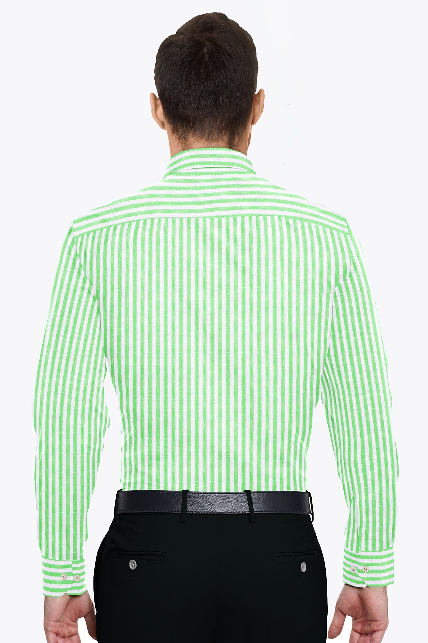 Seafoam Green and White Candy Stripes Pure Linen Shirt