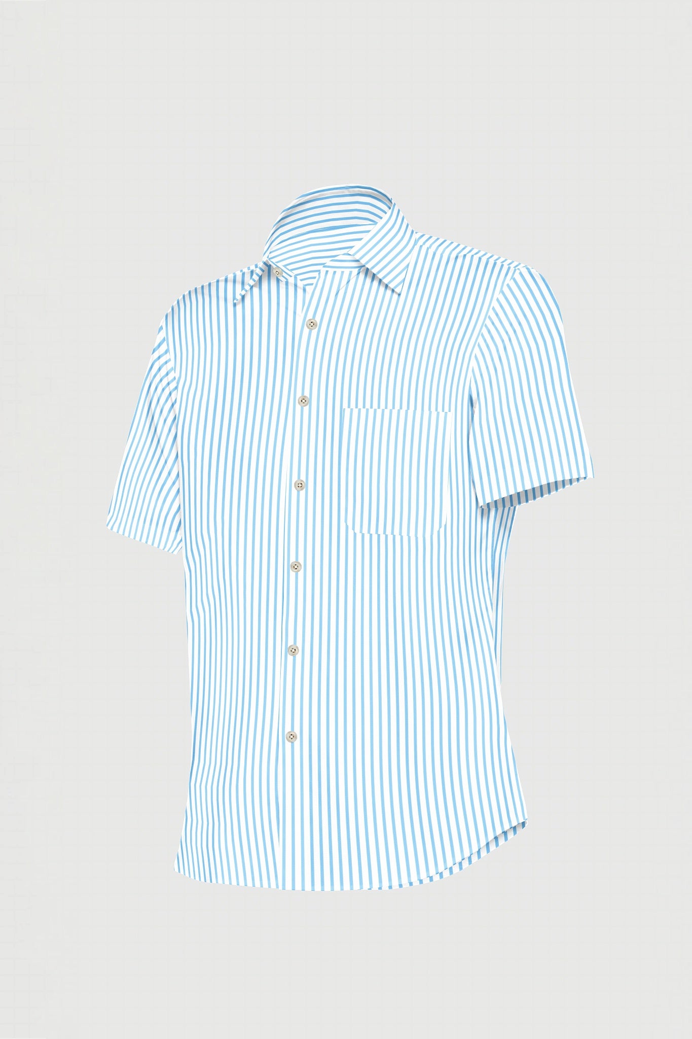 Casper Blue and White Dress Stripes Cotton Shirt