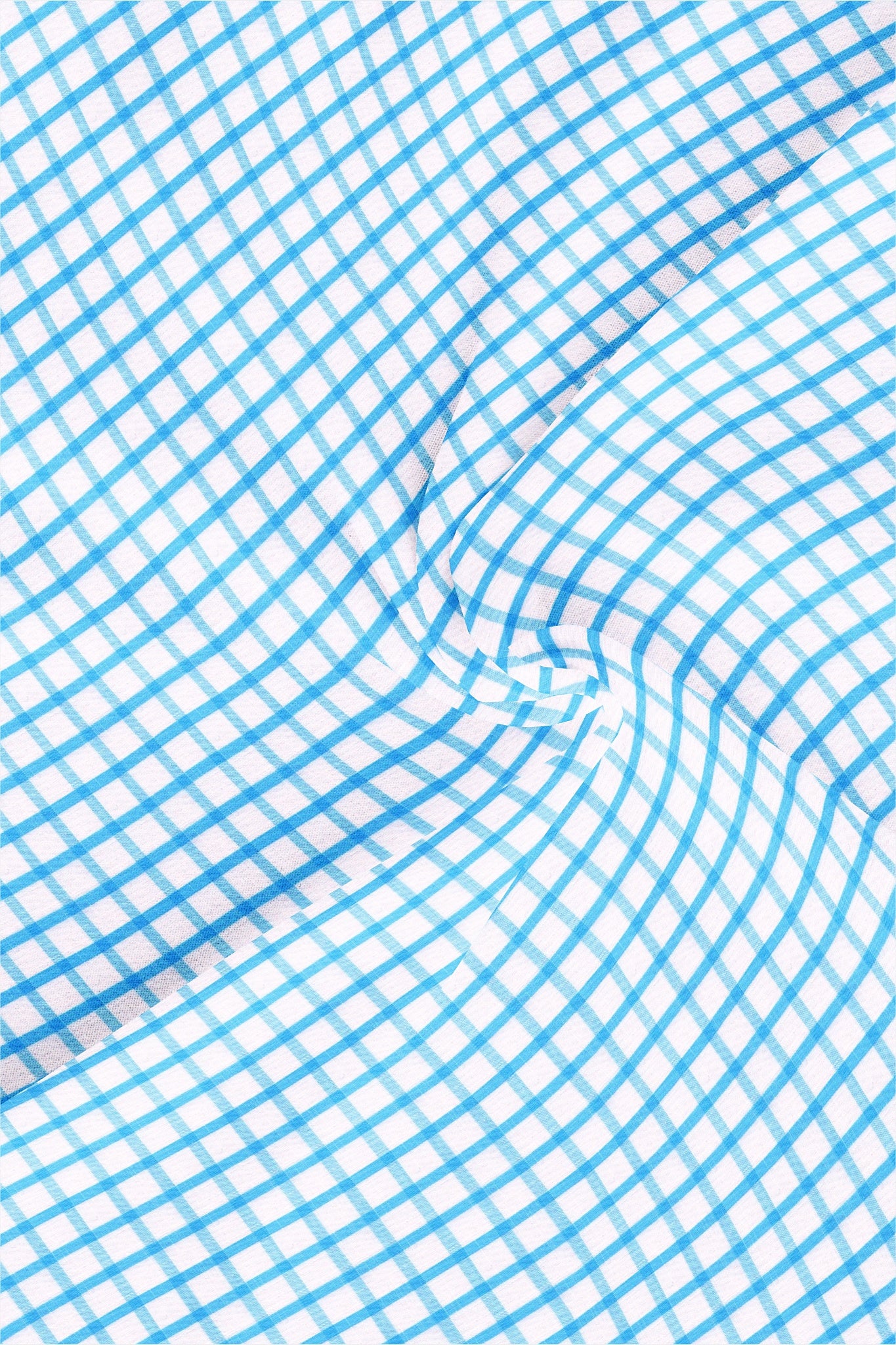 Celadon Blue and White Windowpane Checks Cotton Linen Shirt