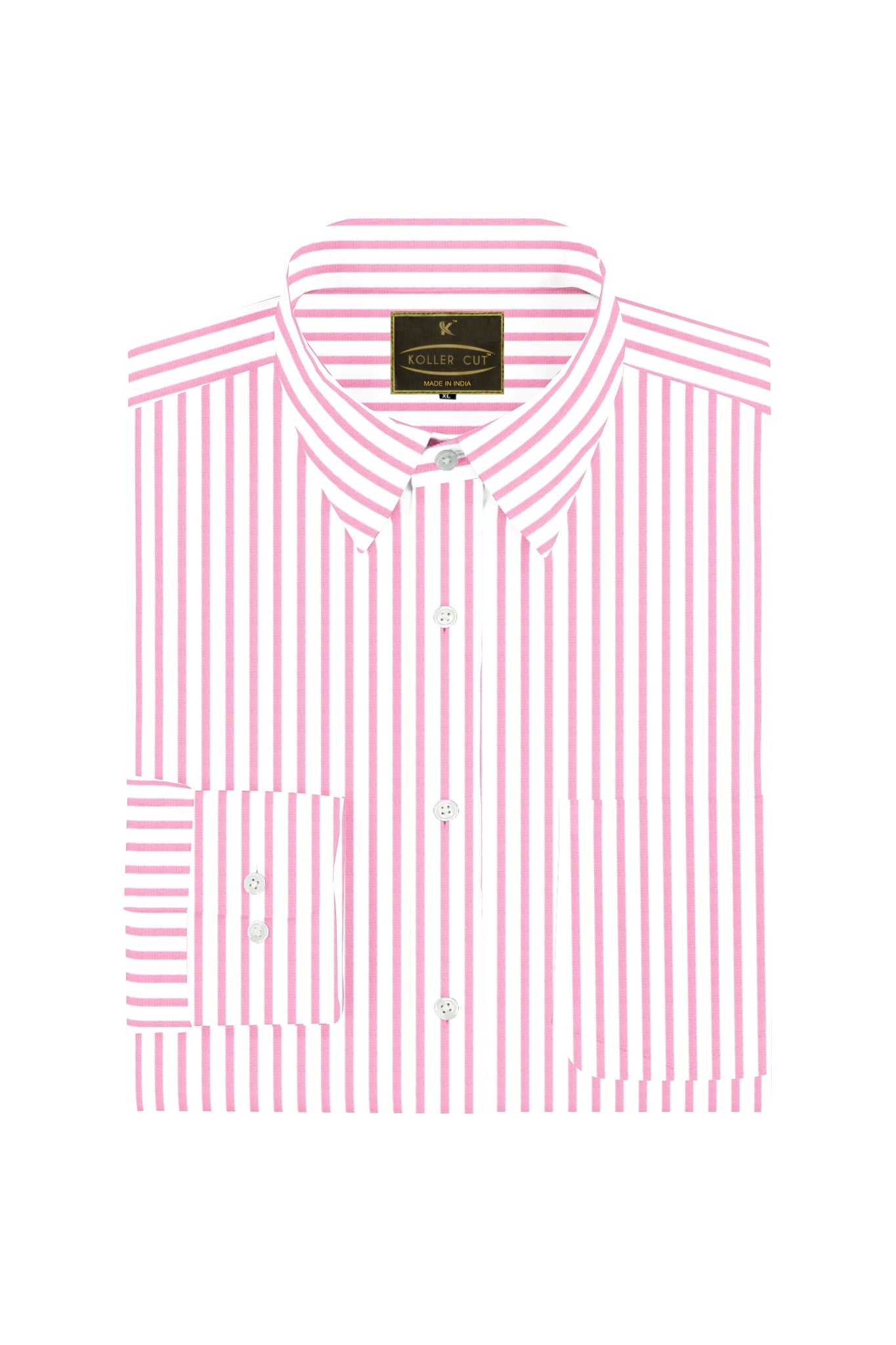 Millennial Pink and White Candy Stripes Cotton Shirt