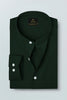 Forest Green Mandarin Collar Giza Cotton Shirt
