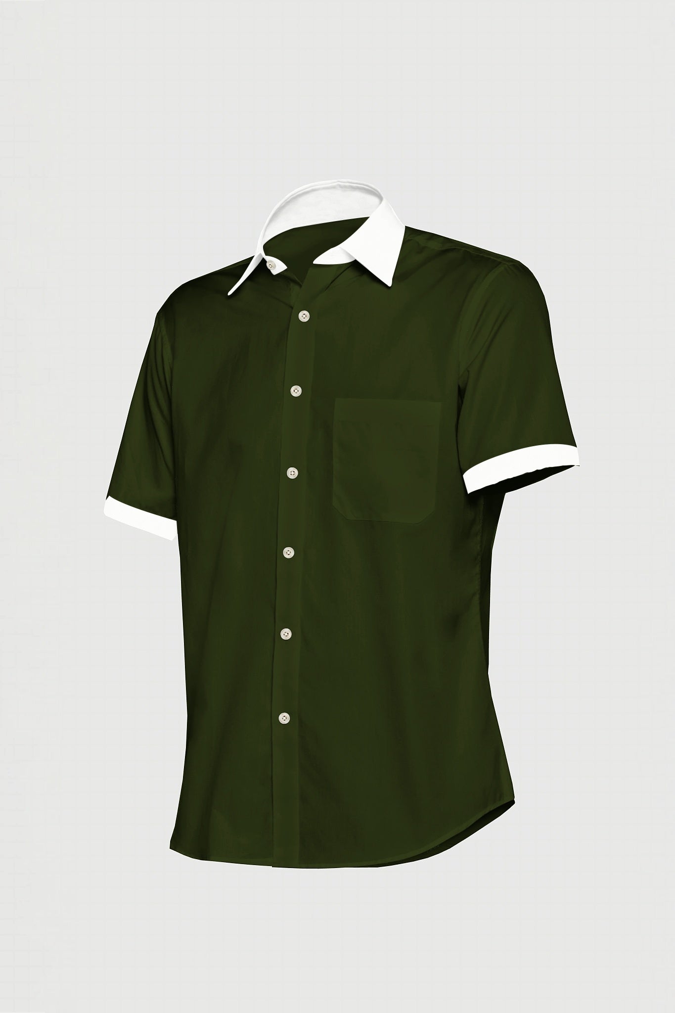 Basil Green Men's Designer Giza Cotton Shirt - Contrast Stitch Shirt in Delhi