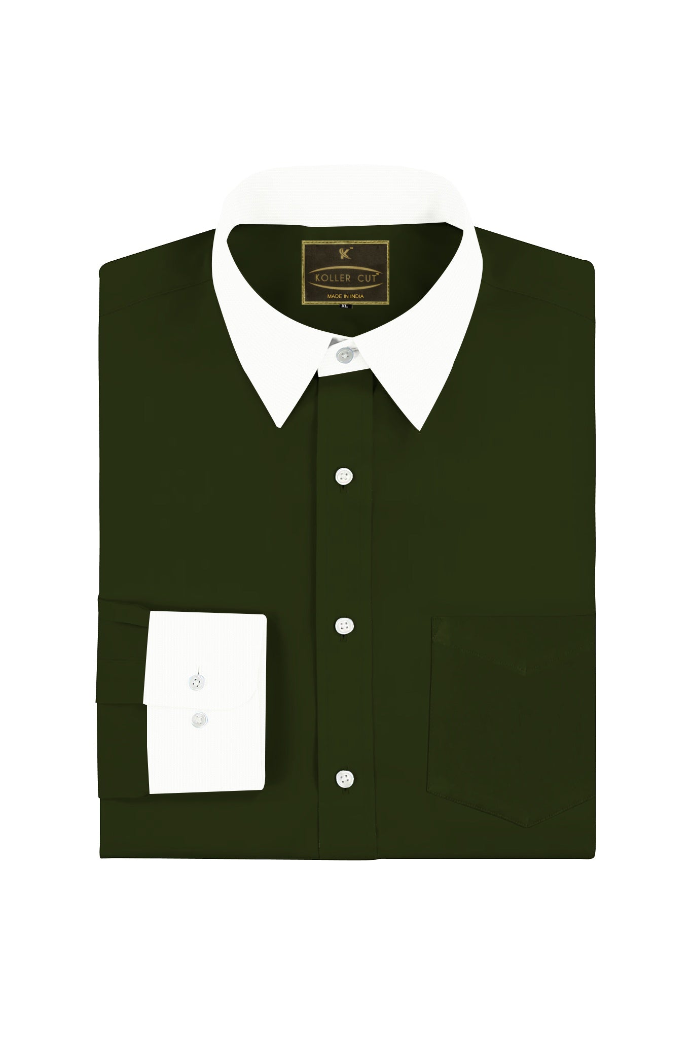 Basil Green Men's Designer Giza Cotton Shirt - Contrast Stitch Shirt in Delhi