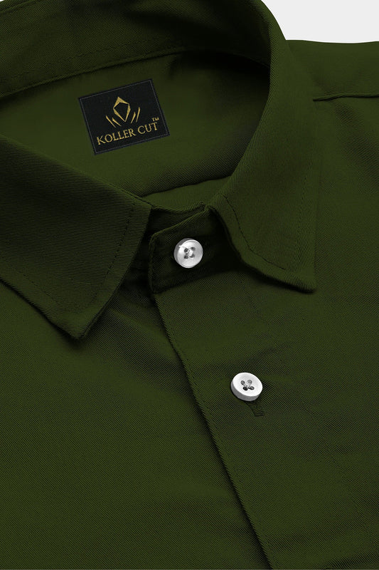 Basil Green Men's Giza Cotton Shirt