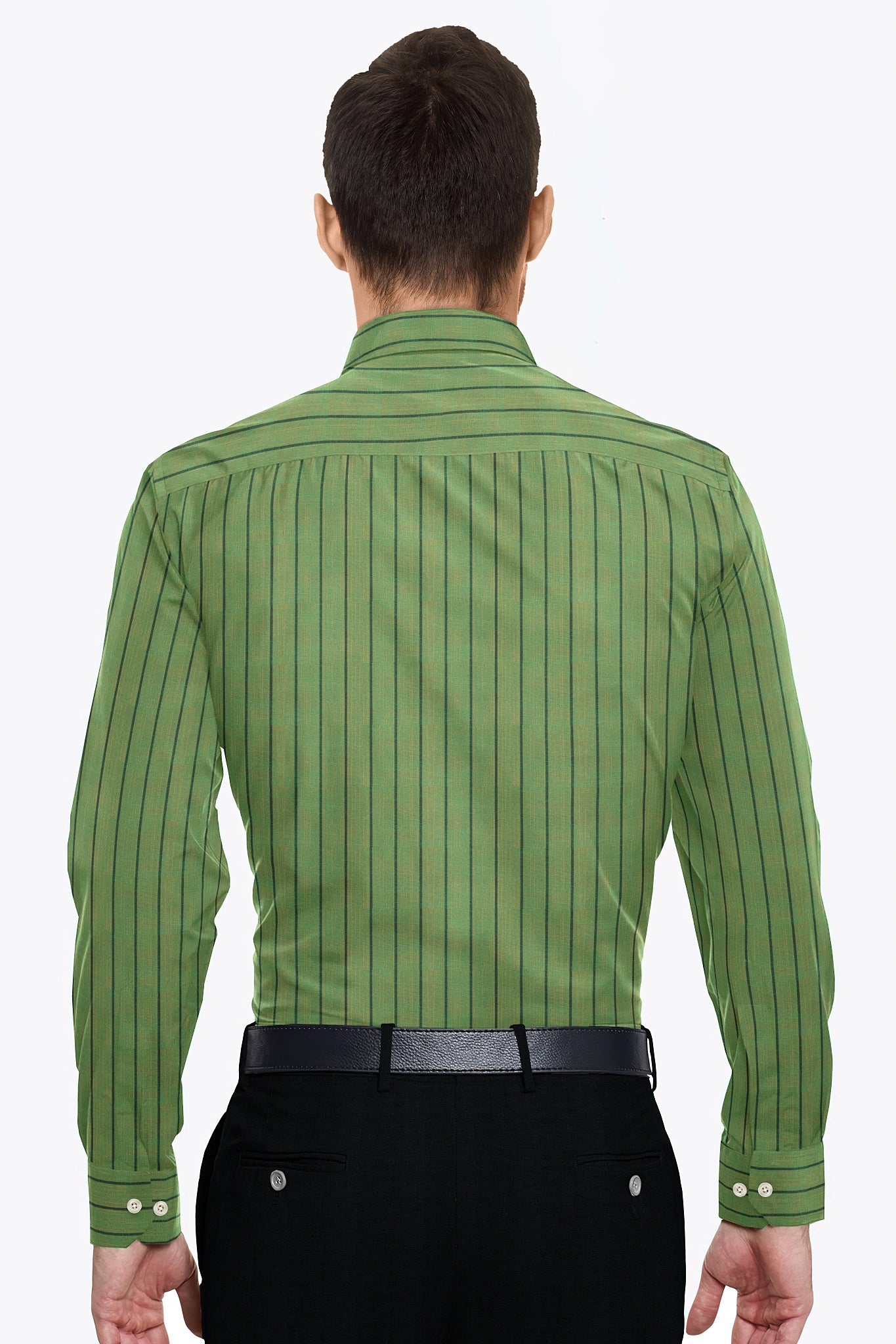 Parrot Green and Yellow Chalk Stripes Linen Shirt