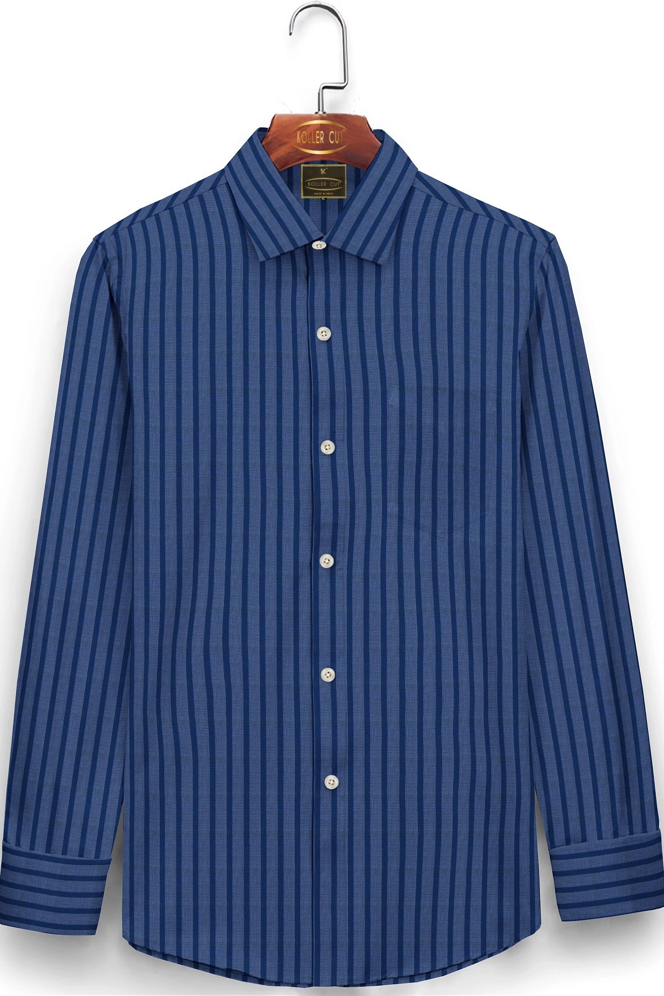 Aegeon Blue and Azure Blue Chalk Stripes Premium Cotton Shirt - Stitching Shirt in Surat India