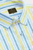 White with Pacific Blue and Pineapple Yellow Multitrack Stripes Pure Linen Shirt