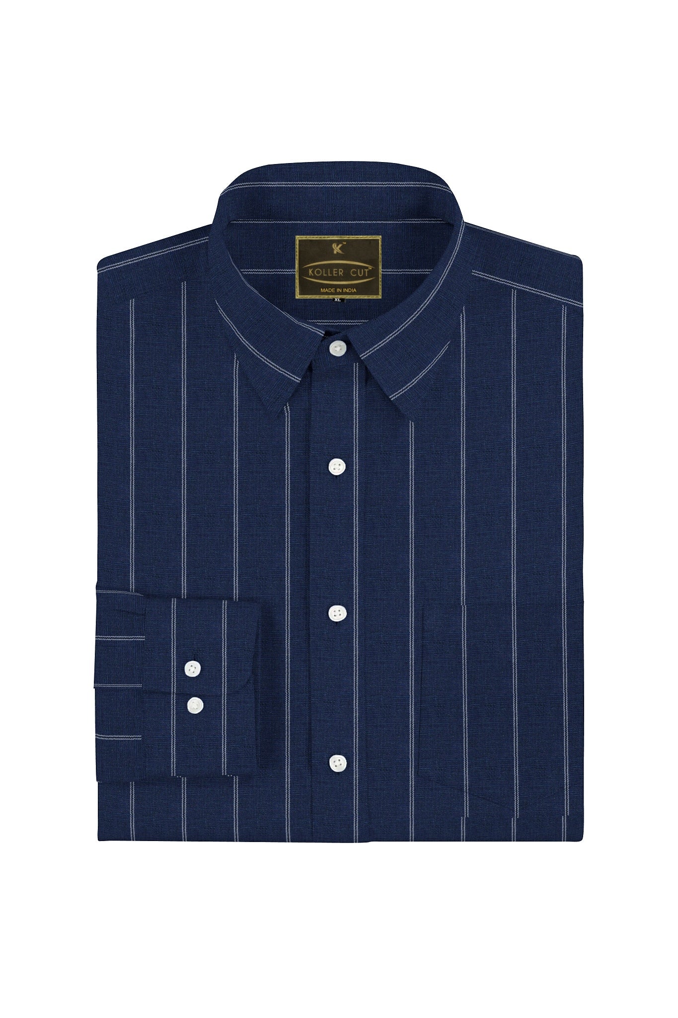 Denim blue and White Double Stripes Luxurious Linen Shirt