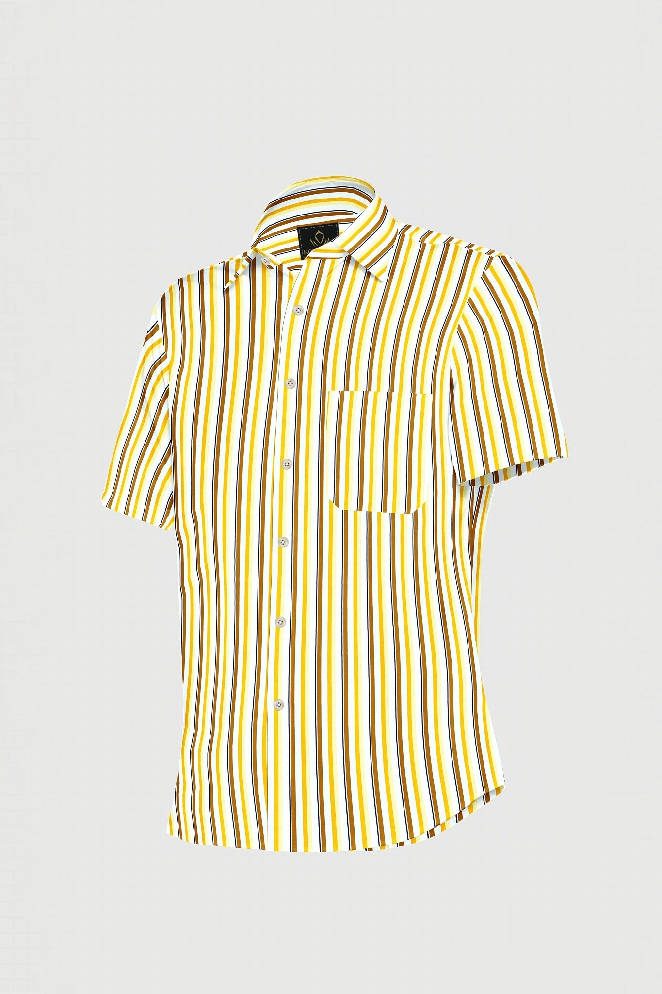 White with Tawny Brown and Saffron Multicolor Wide Stripes Premium Cotton Shirt