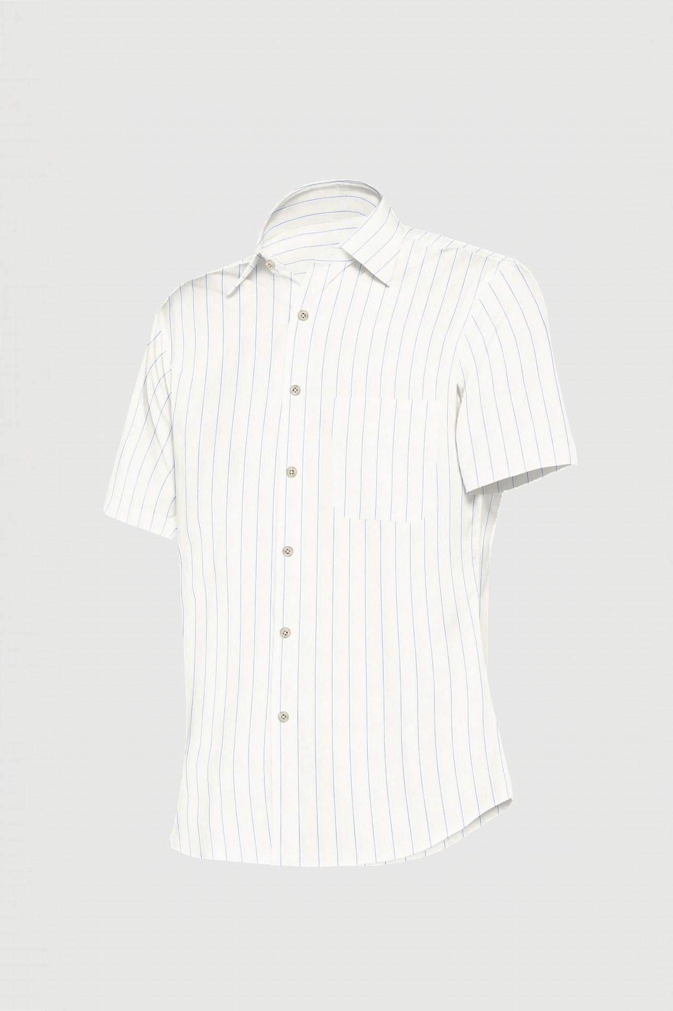 White with Dodger Blue Pinstripes Linen Shirt