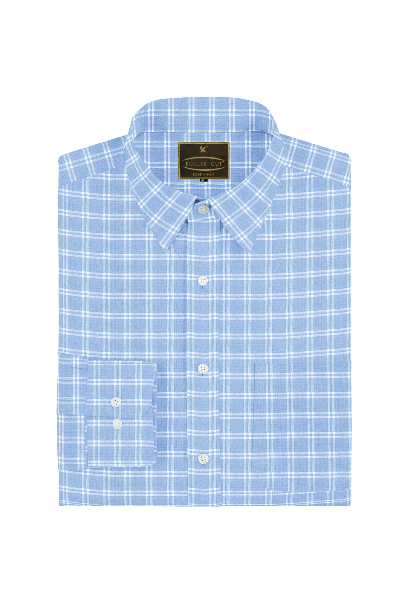 Maya Blue and White Windowpane Checks Linen Shirt