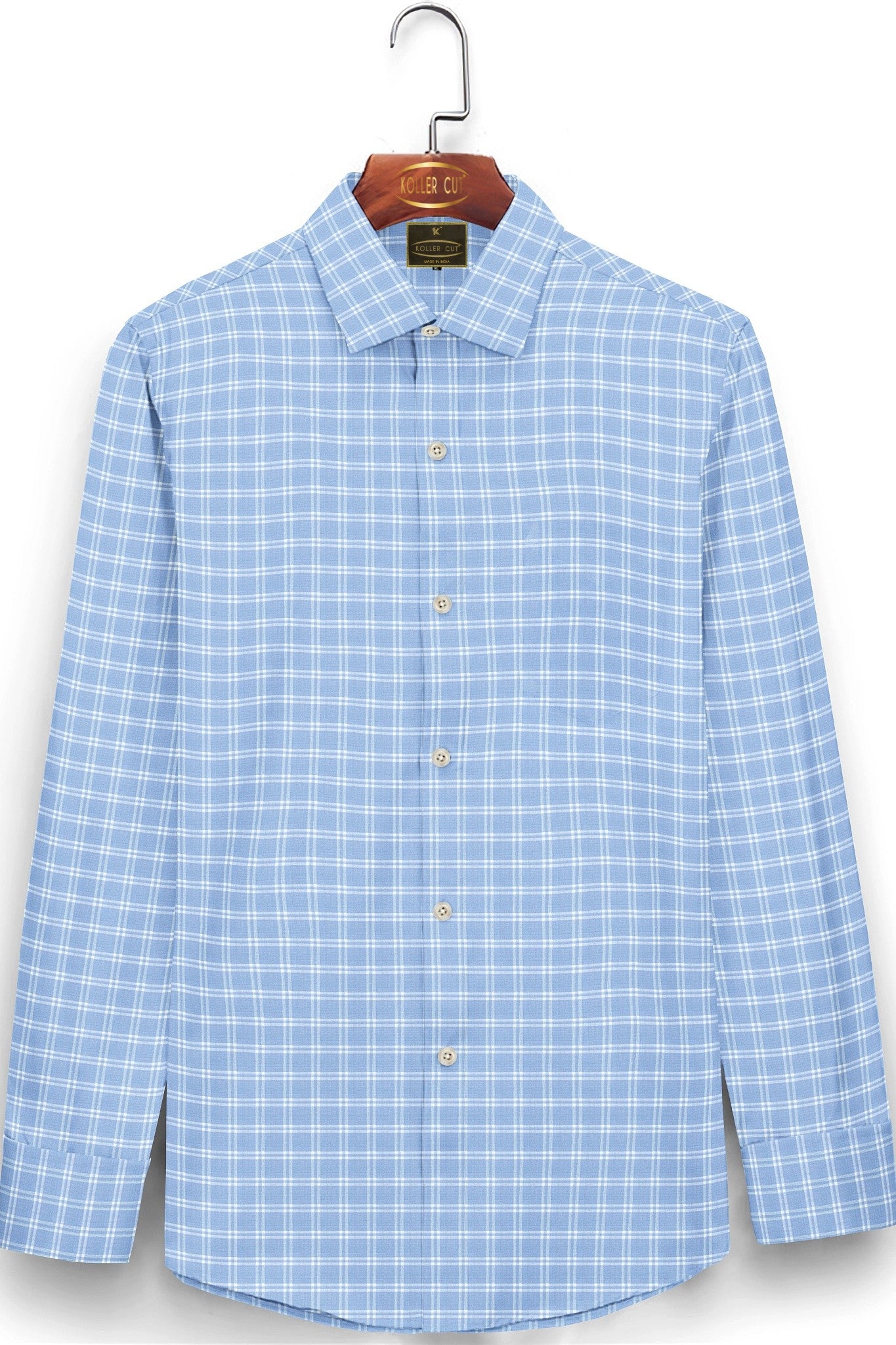 Maya Blue and White Windowpane Checks Linen Shirt