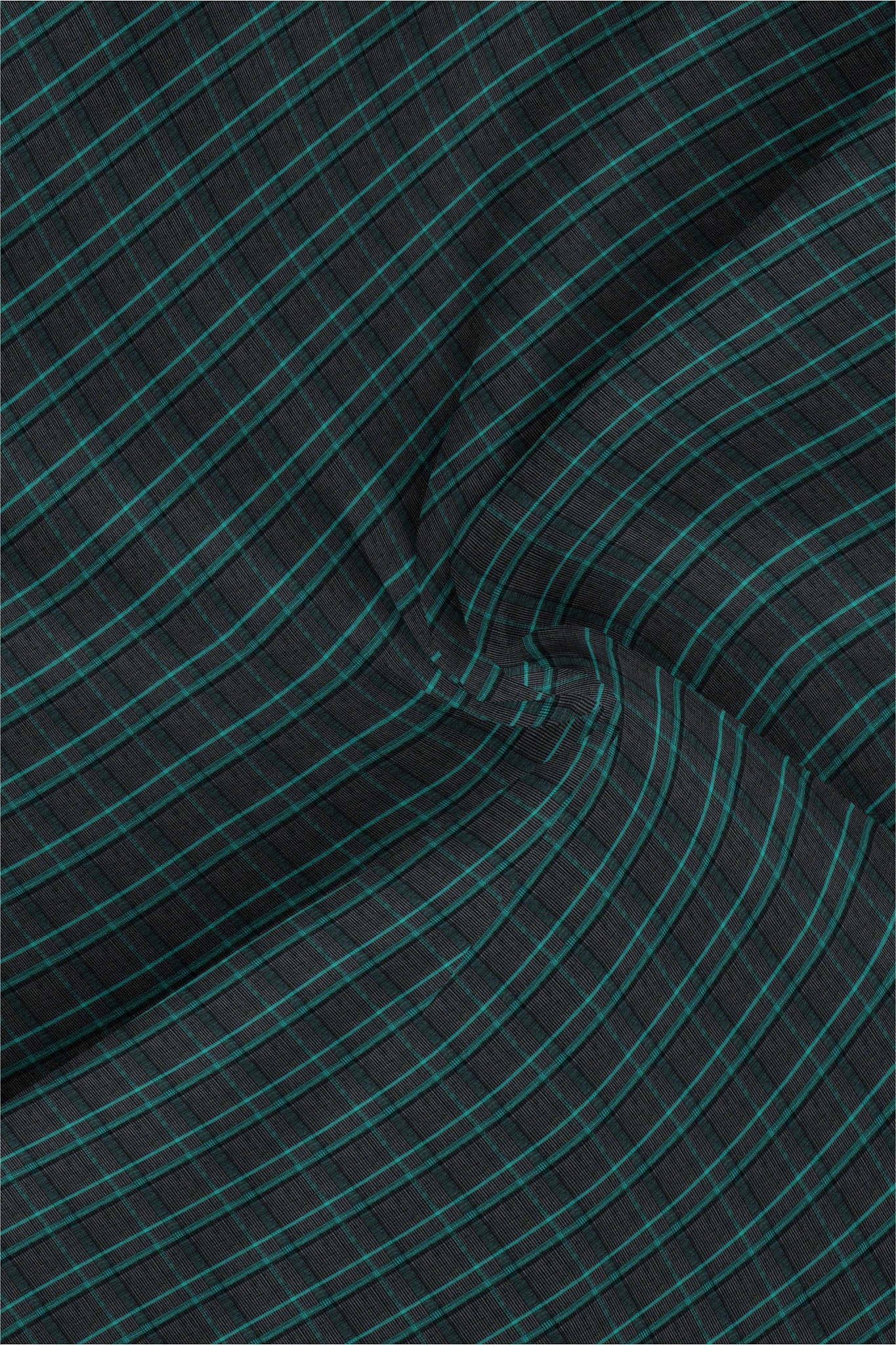 Jade black with Turquoise and Porpise Gray Checks Premium Cotton Shirt