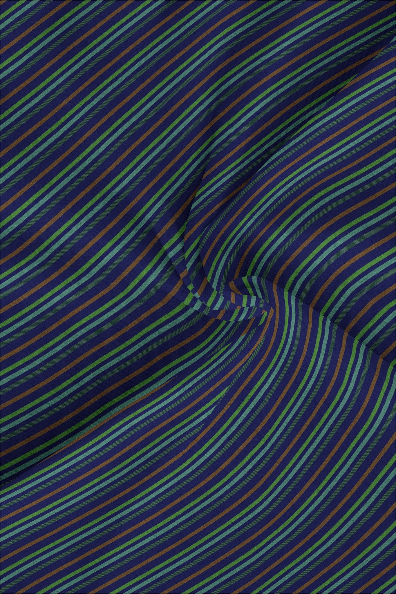 Sapphire Blue with Parakeet Green and Russet Brown Multicolored Stripes Premium Cotton Shirt