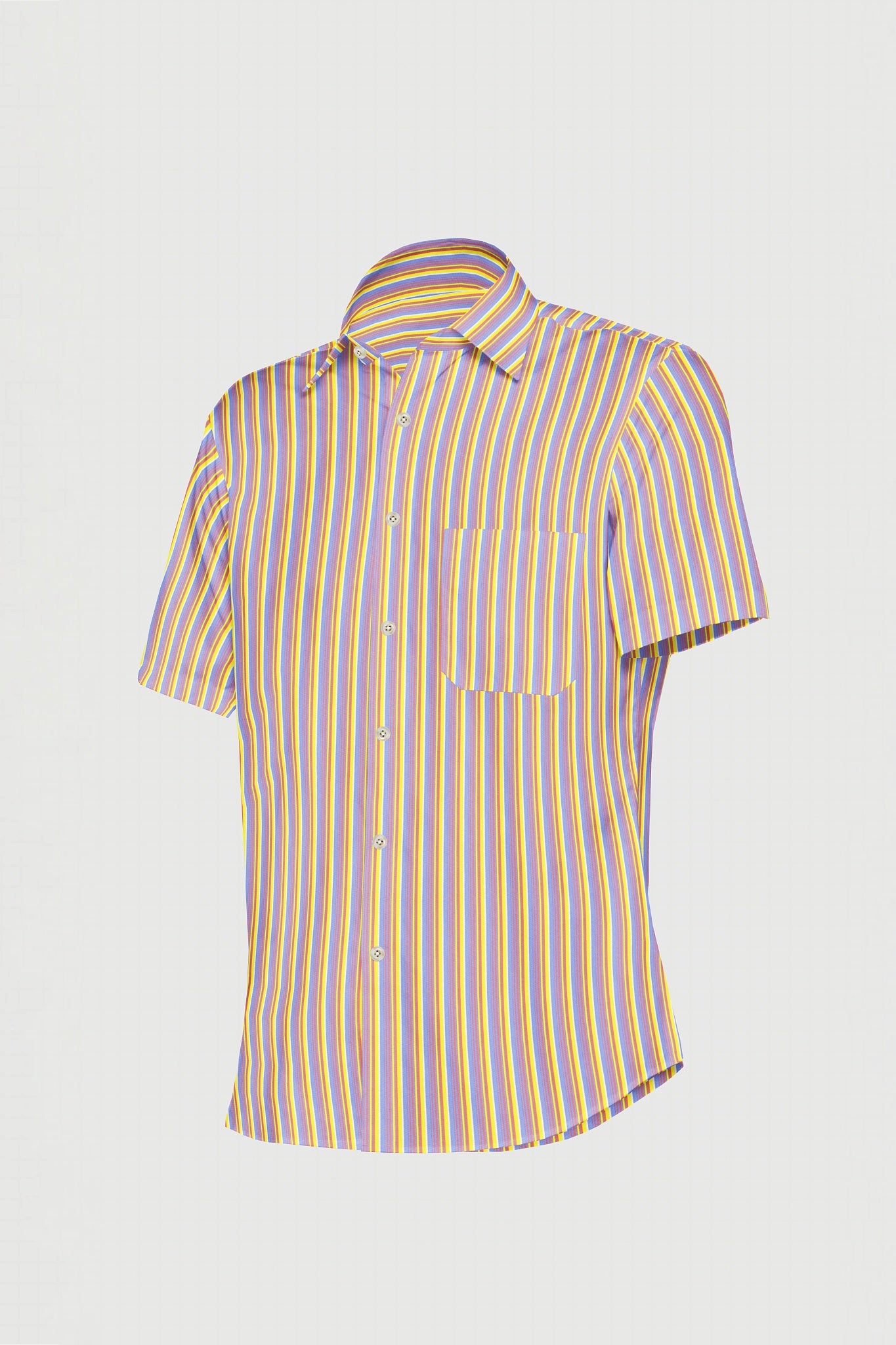 Ruddy Blue with Aureolin Yellow and Neon Red Multitrack Stripes Premium Cotton Shirt