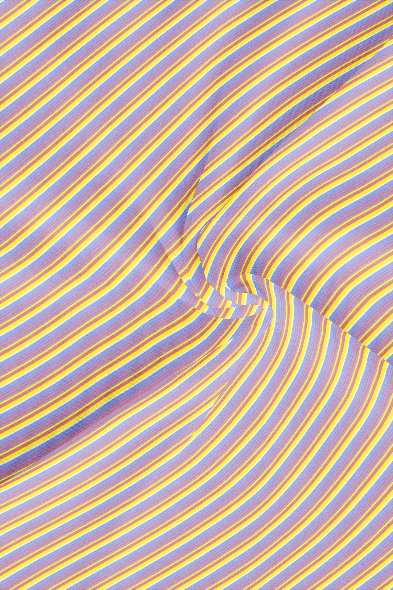 Ruddy Blue with Aureolin Yellow and Neon Red Multitrack Stripes Premium Cotton Shirt