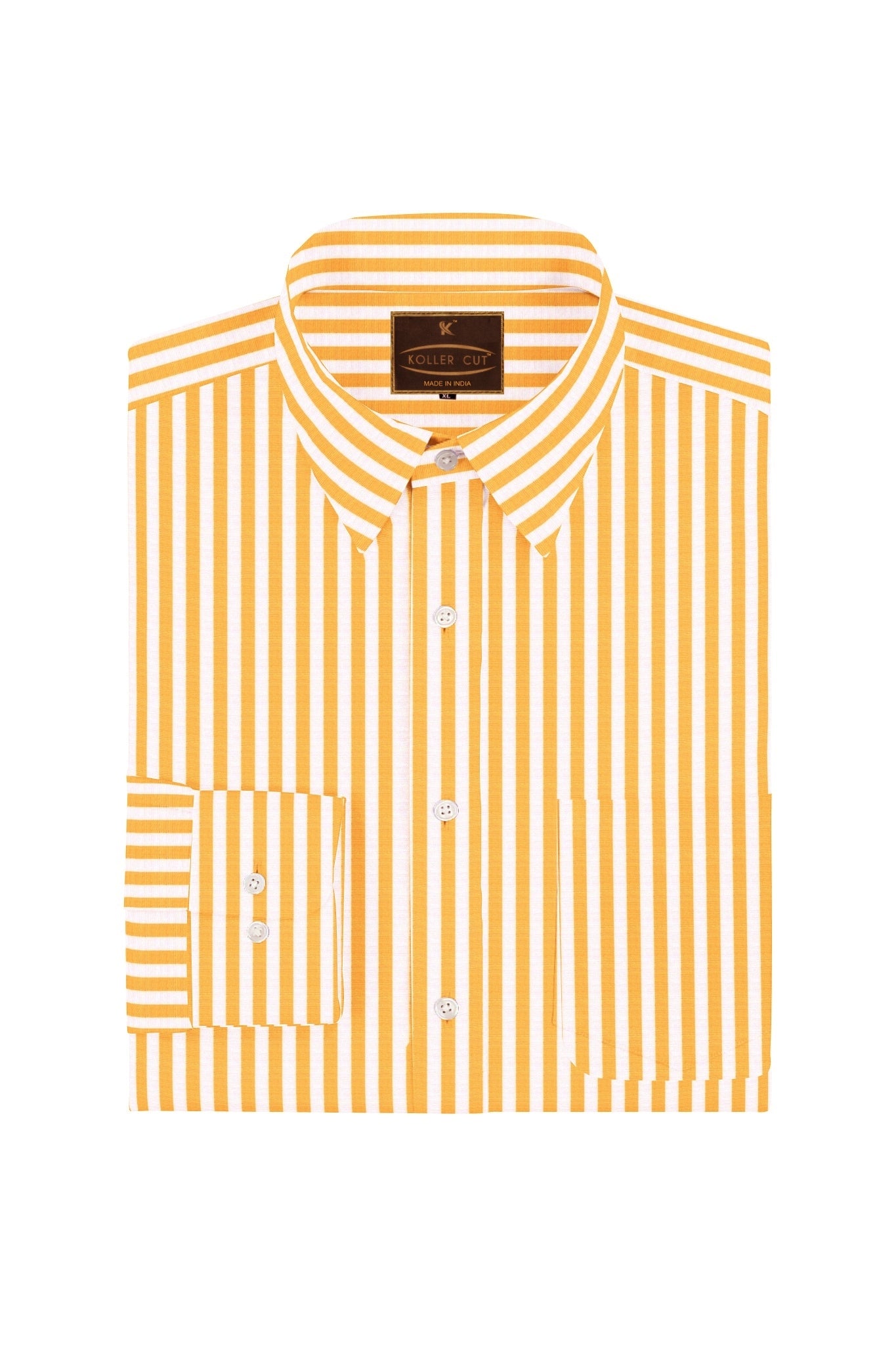 White with Tangelo Orange Candy Stripes Premium Cotton Shirt