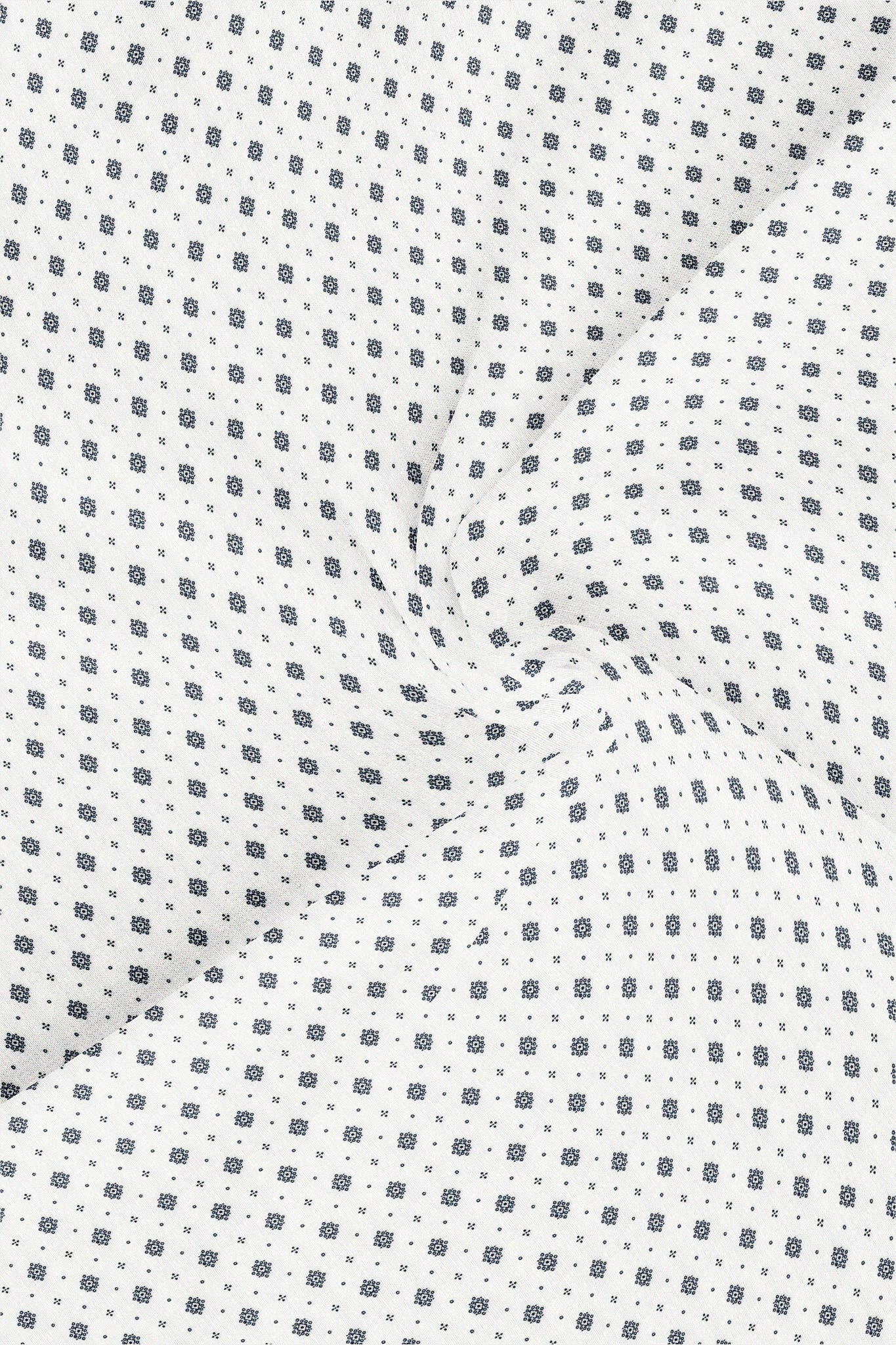 White and Space Blue Motif Printed Cotton Shirt